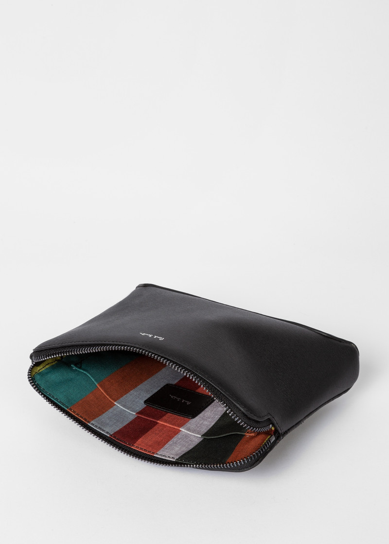 Black Embossed Leather Musette Bag 6