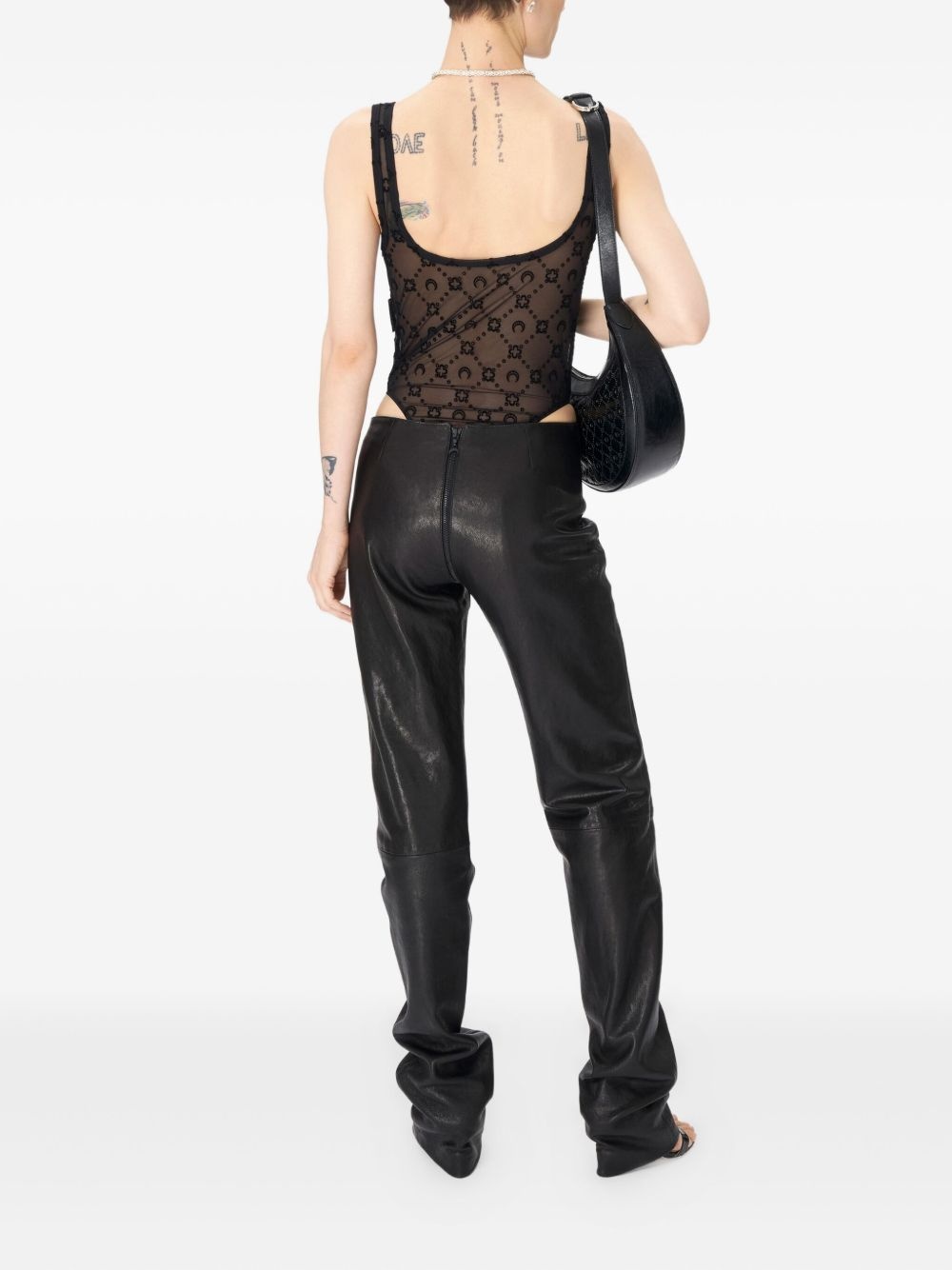 satin-grain leather trousers - 3