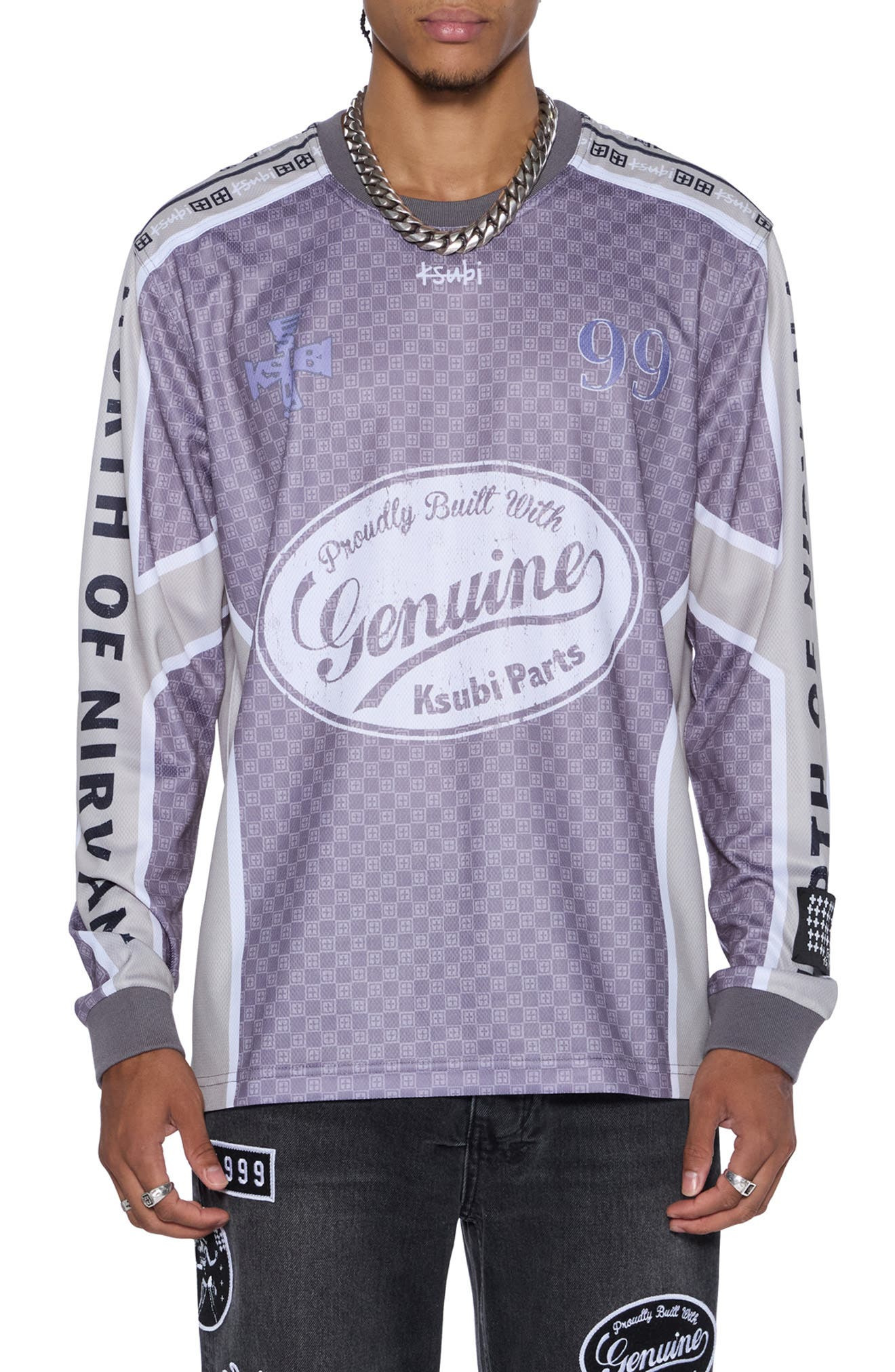 Ksubi Garage Moto Long Sleeve Graphic T-Shirt in Black/Grey at Nordstrom - 1