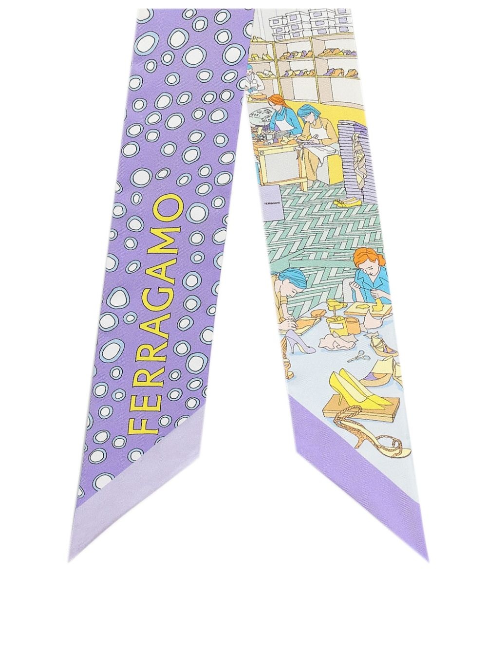 logo-print silk scarf - 1