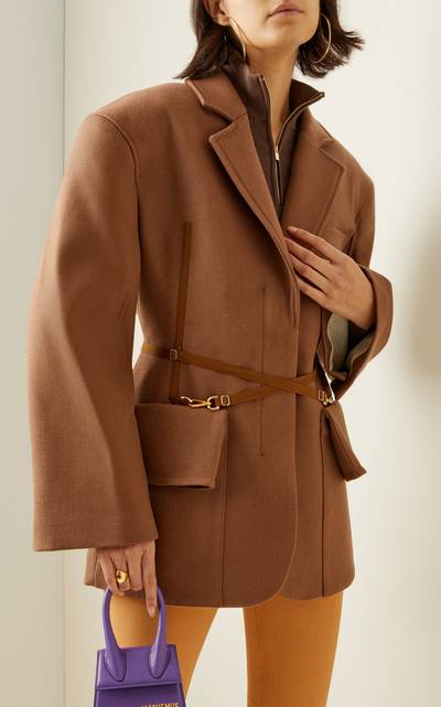 JACQUEMUS Le Soco Belted Wool Jacket brown outlook