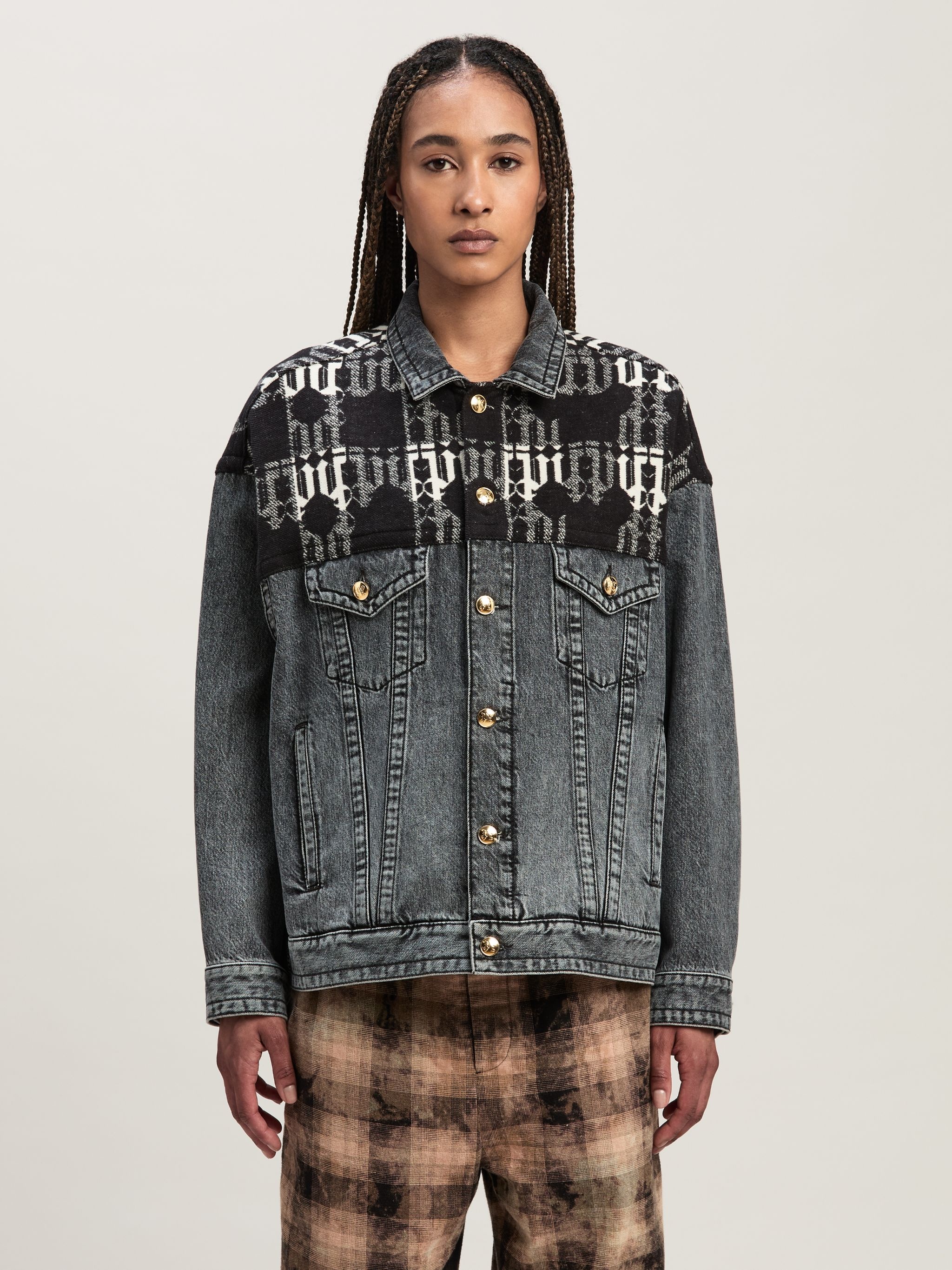 Denim Jacket Monogram checked insert - 3