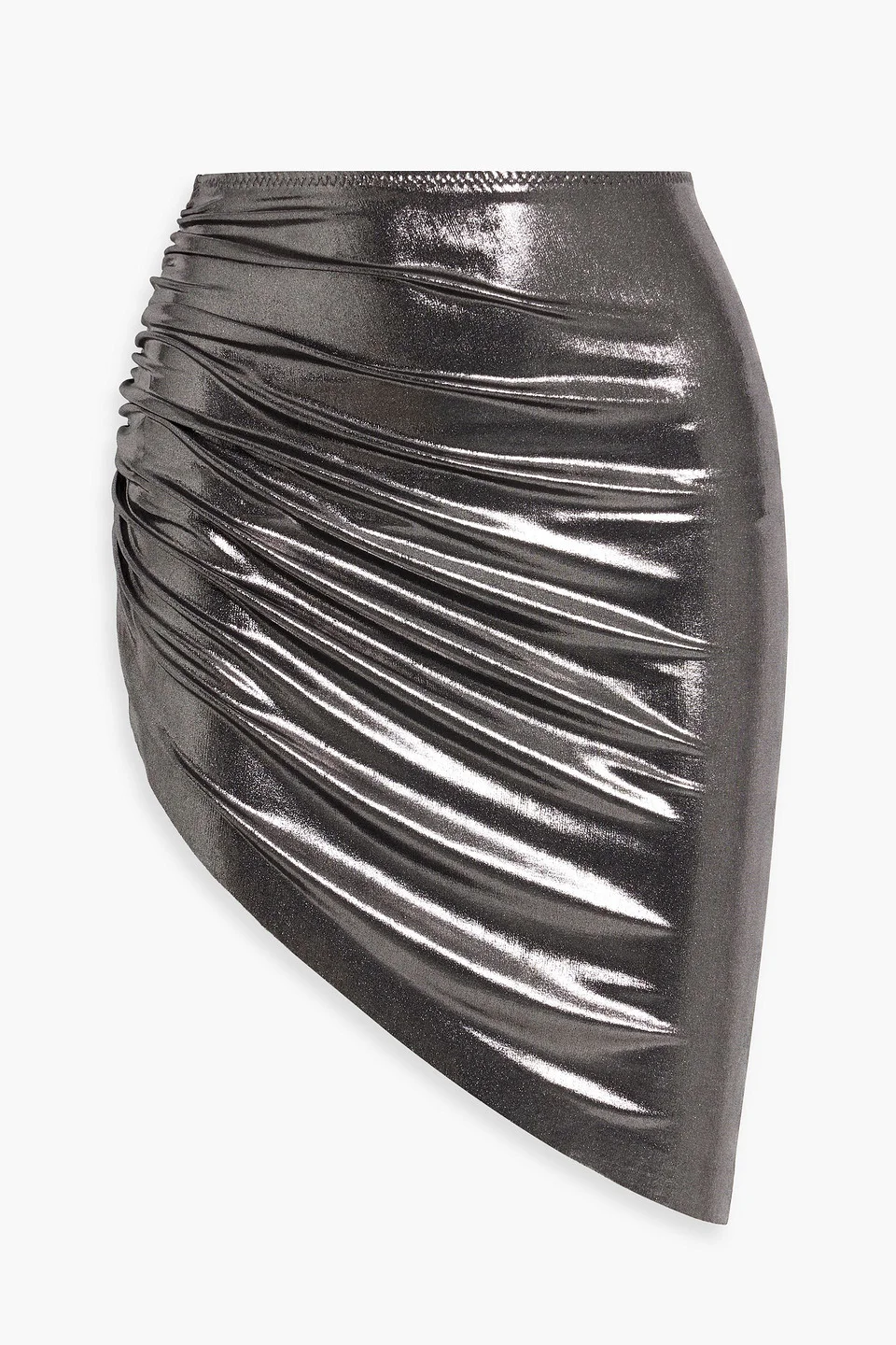 Diana draped stretch-lamé mini skirt - 1