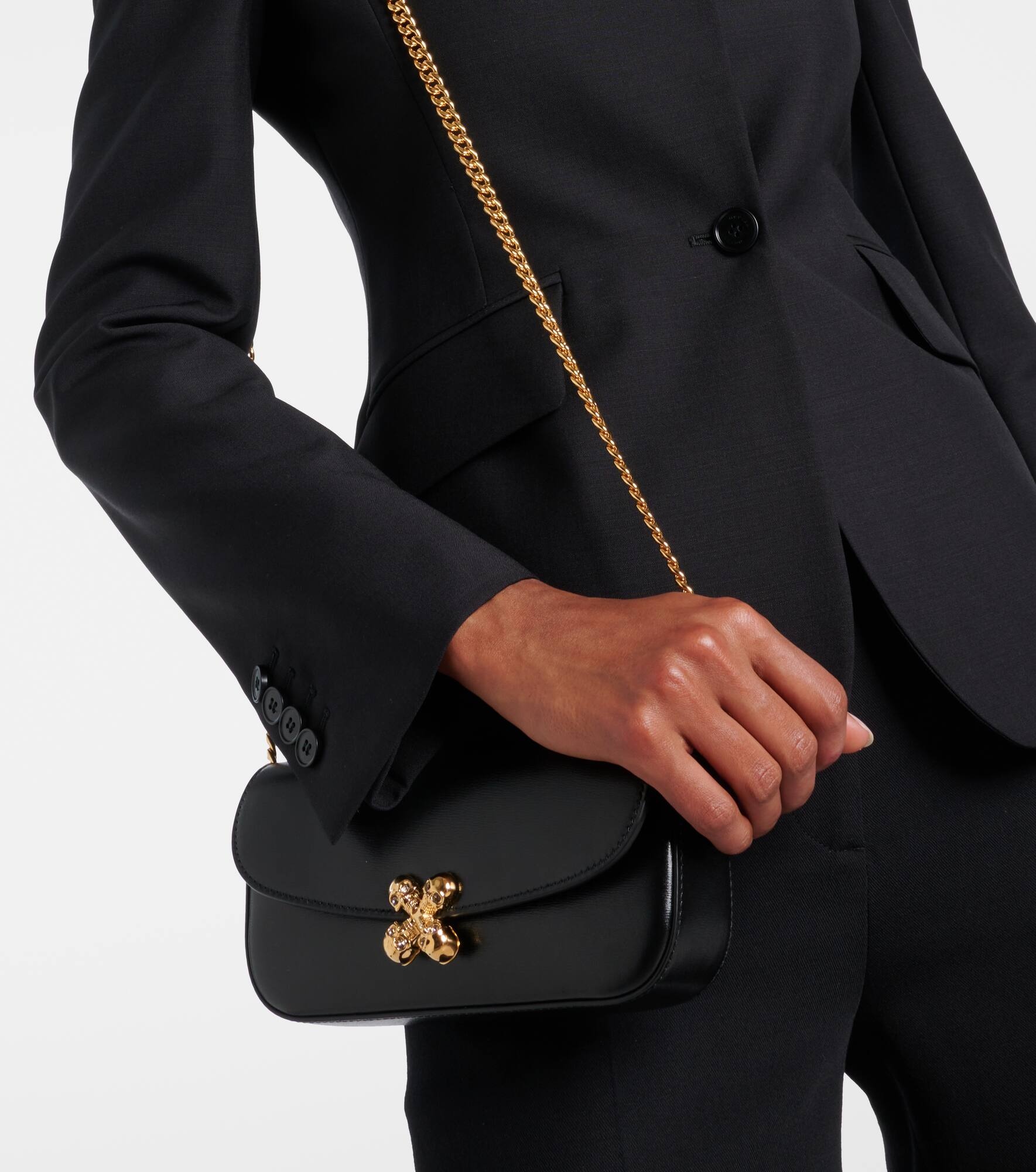 Skull Flower leather shoulder bag - 7