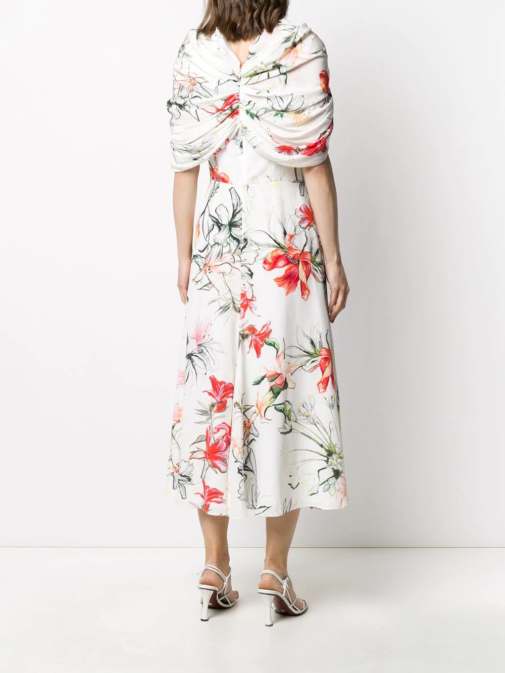 floral print gathered dress - 4