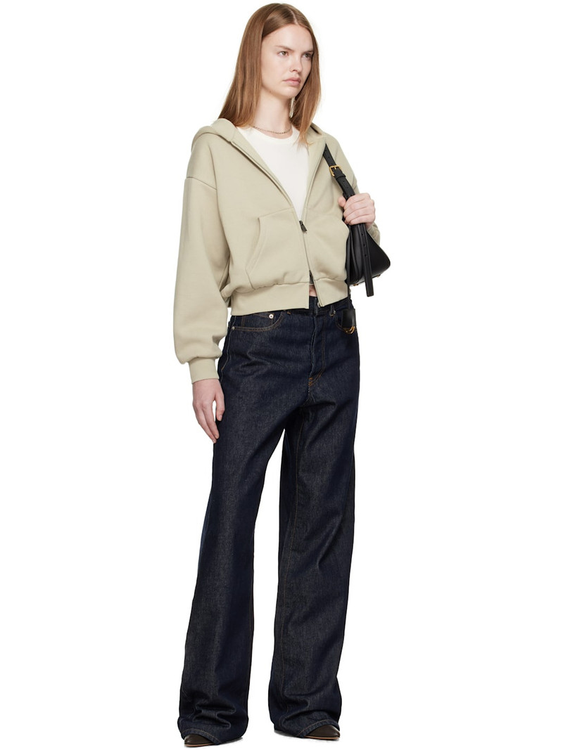 ESSENTIALS Taupe Classic Fit Zip-Up Hoodie outlook