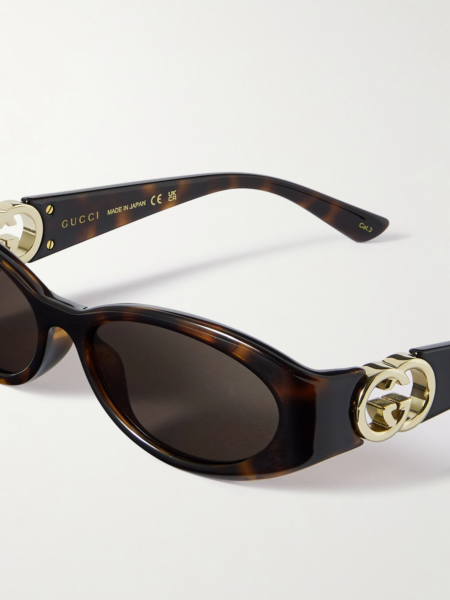 Oval-frame tortoiseshell acetate sunglasses Brown - 4