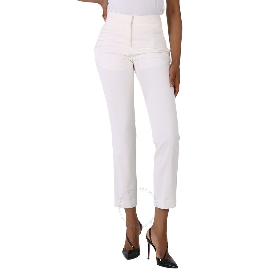 Burberry Optic White Silk Side Stripe Technical Wool Tailored Trousers - 3