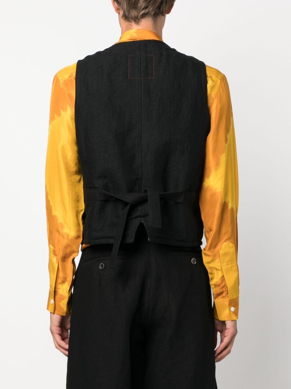 herringbone-pattern V-neck waistcoat - 4