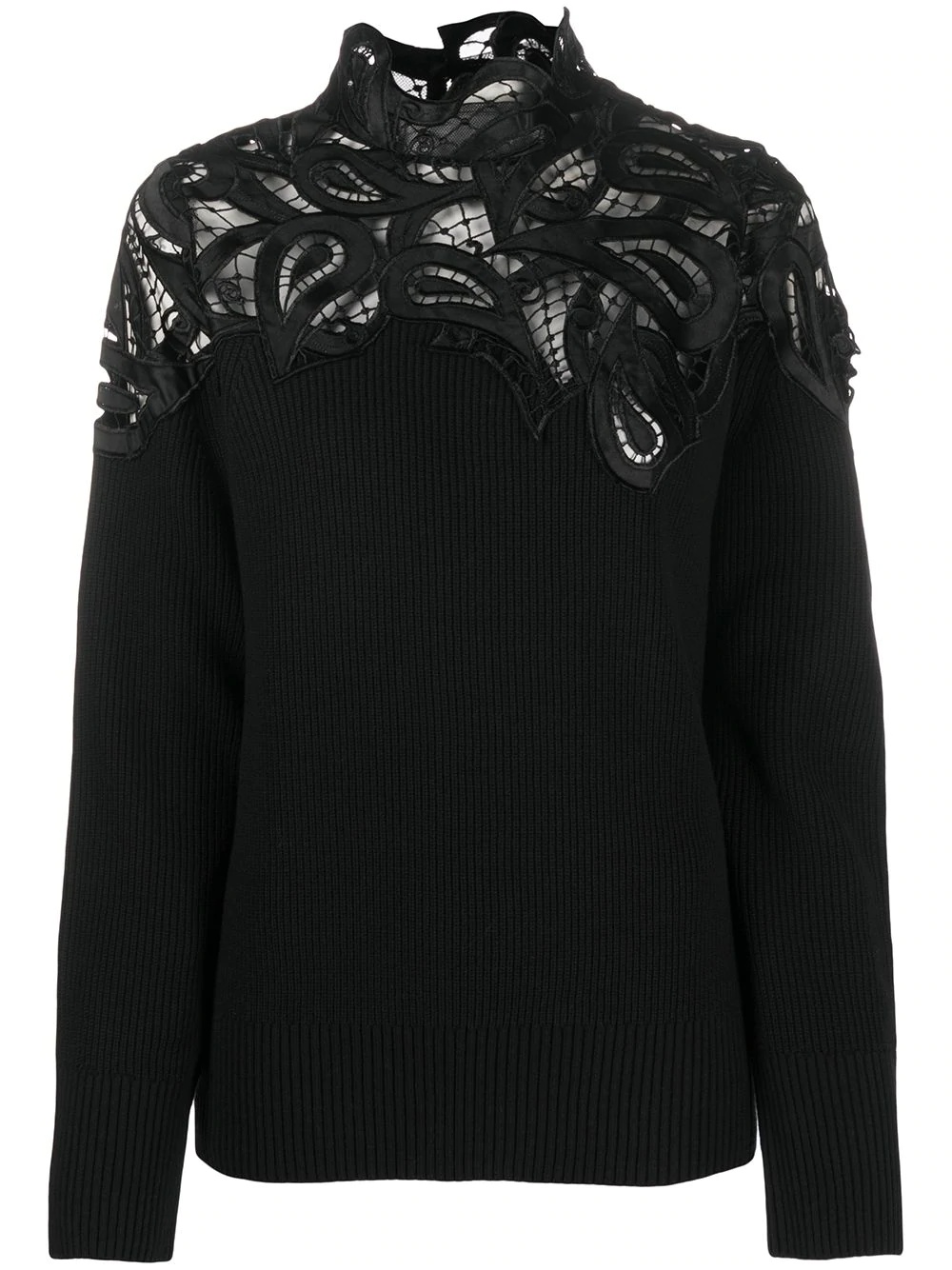 embroidered panel ribbed knit jumper - 1