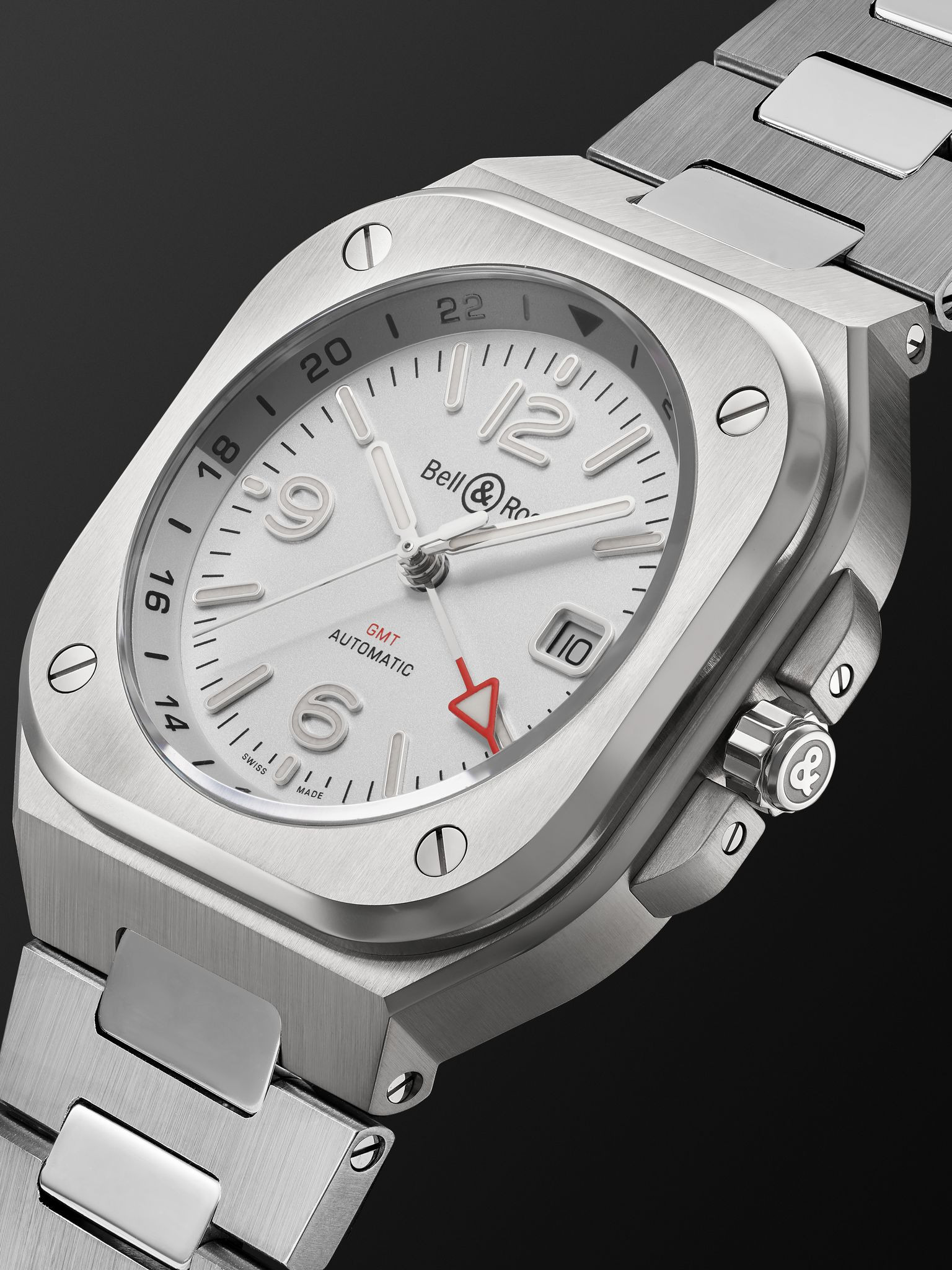 BR 05 GMT Automatic 41mm Stainless Steel Watch, Ref. No. BR05G-SI-ST/SST White - 4