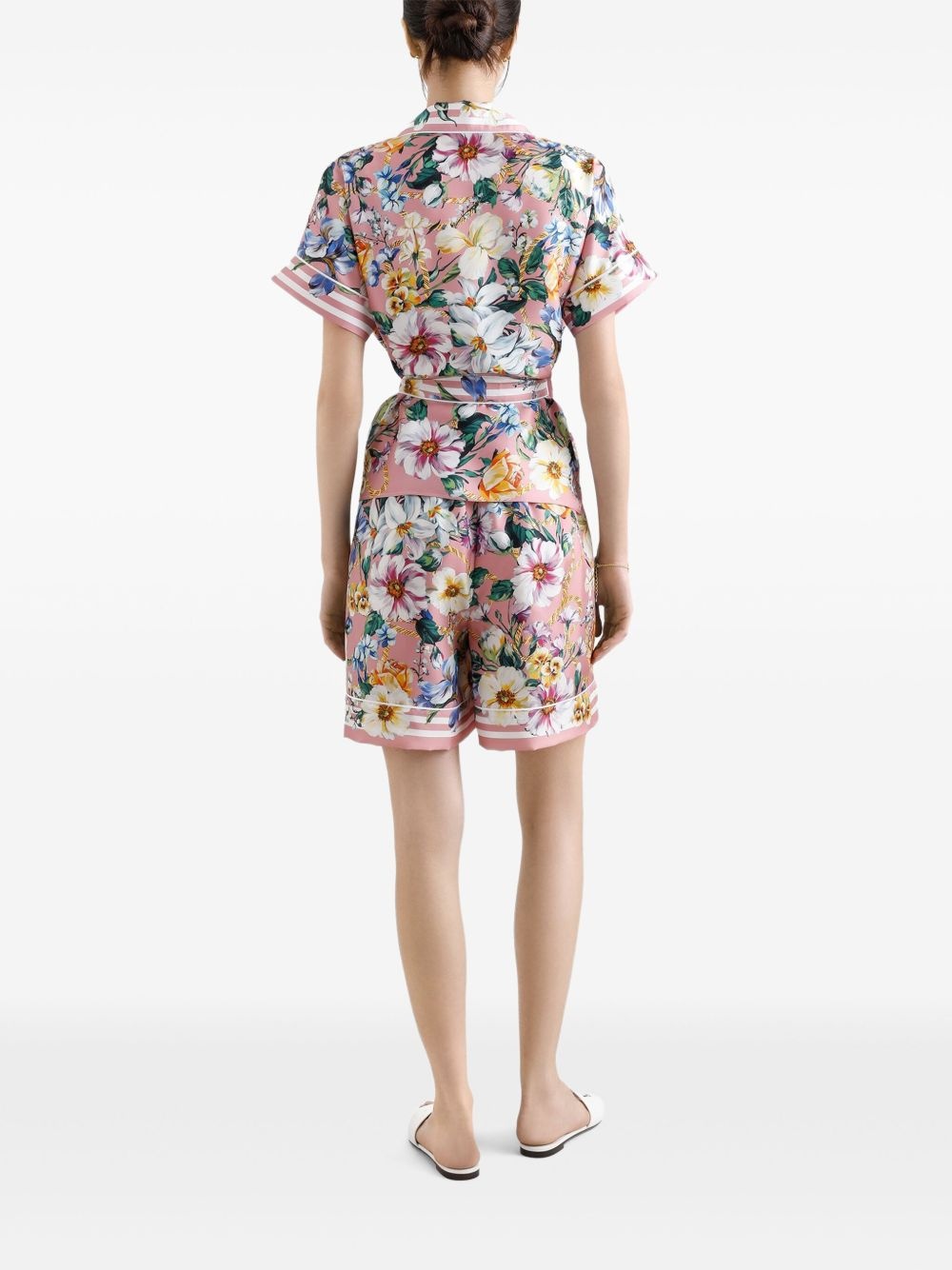floral-print satin shorts - 3