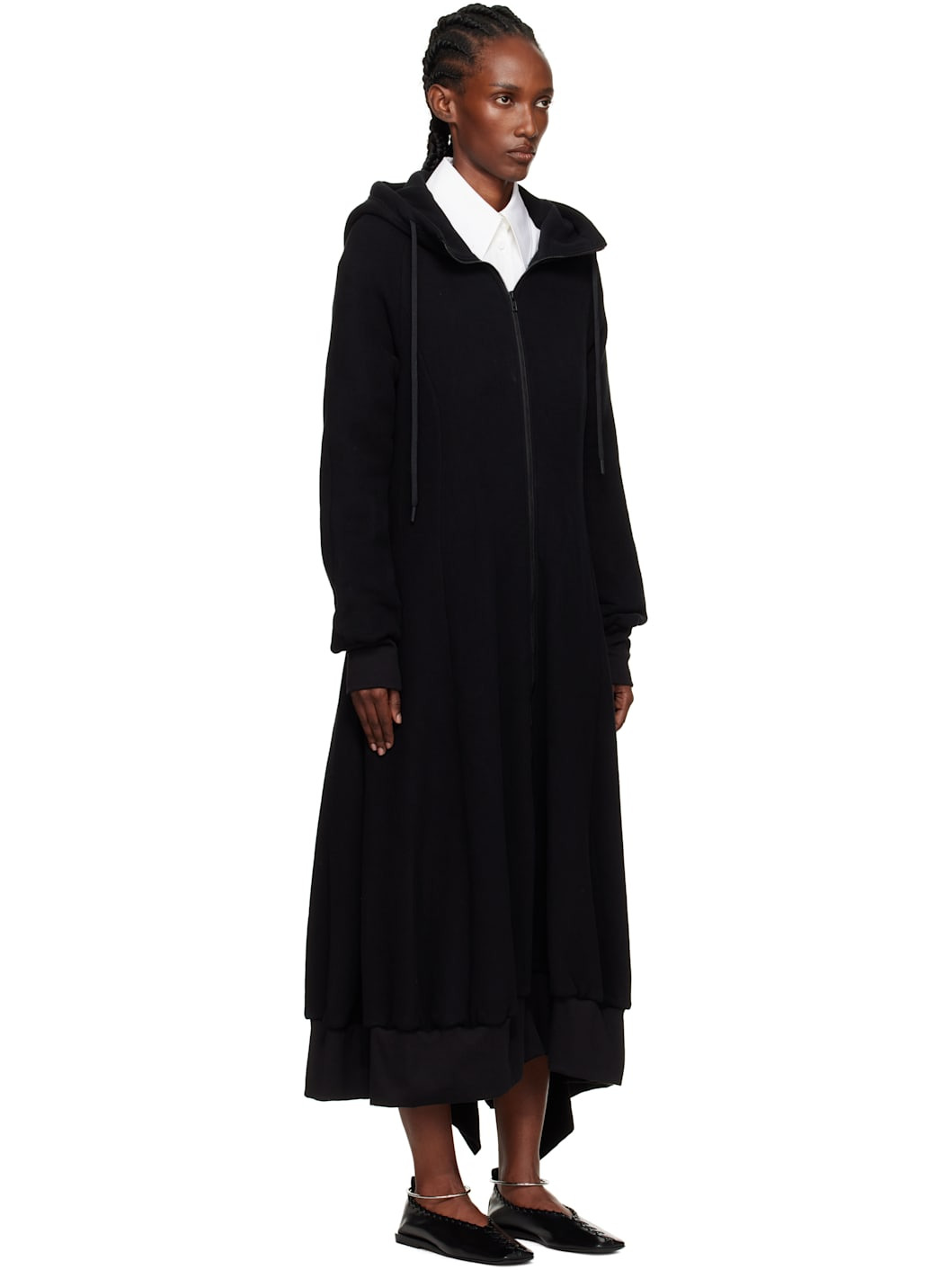 Black Hooded Track Maxi Dress - 2