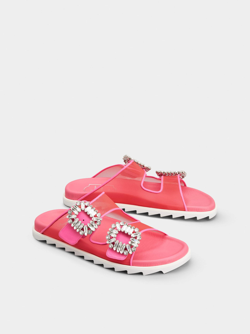 Roger Vivier Slidy Viv' Strass Buckle Mules in Fabric outlook