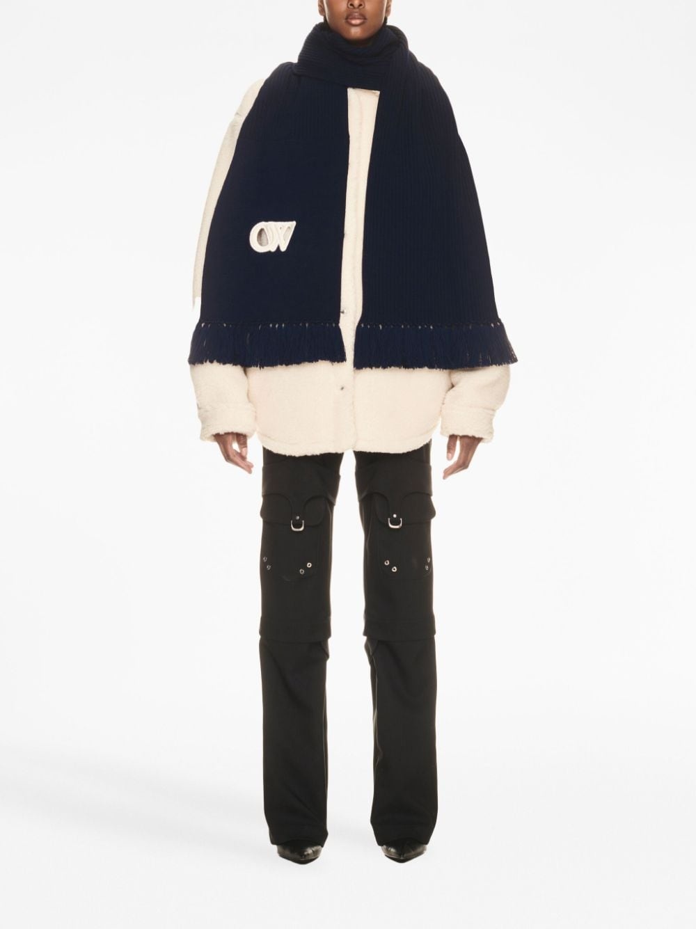 OW-motif wool scarf - 3