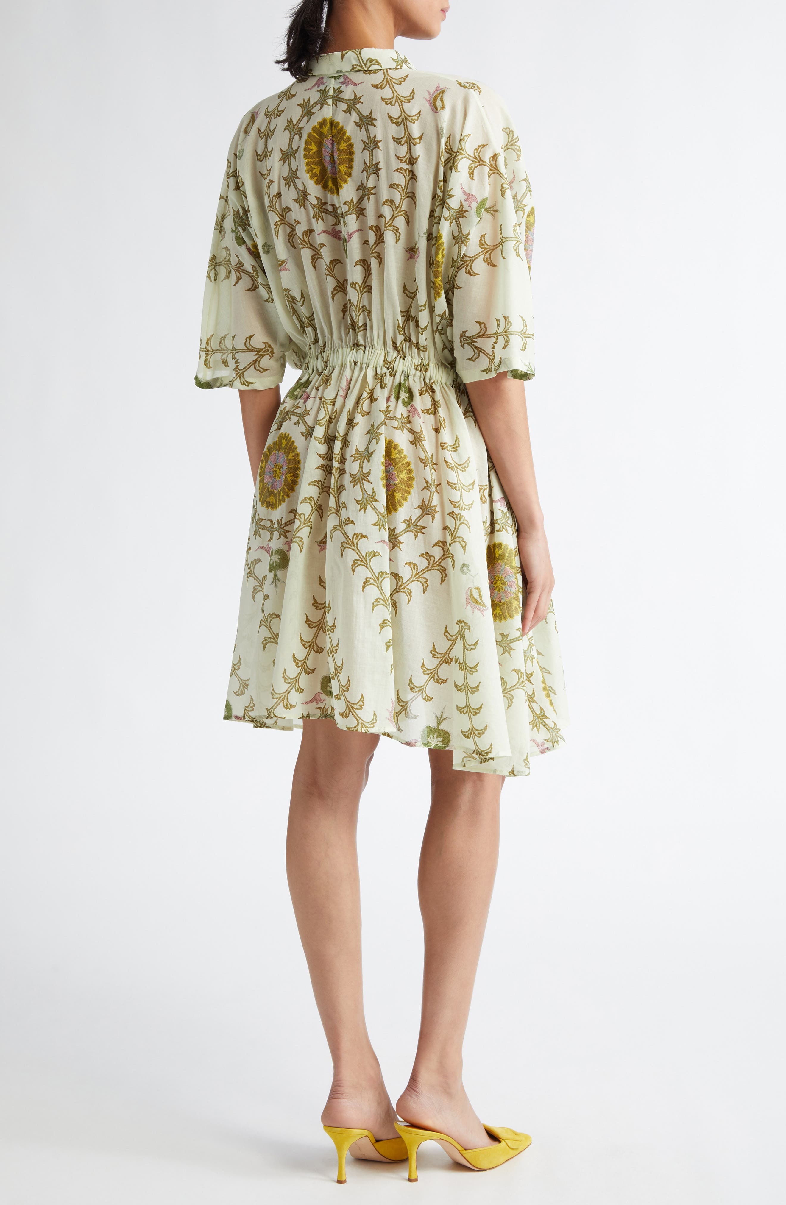 Giambattista Valli Botanical Print Cotton Voile Shirtdress in Green/Multi at Nordstrom - 2