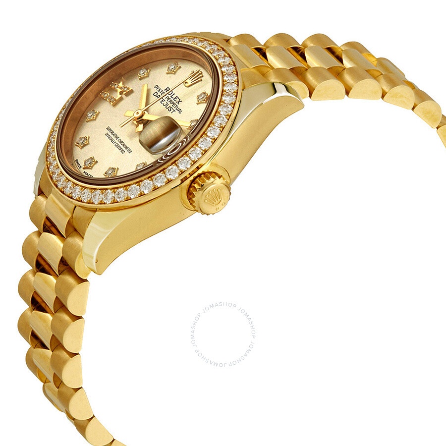 Rolex Lady Datejust Silver Diamond Dial 18 Carat Yellow Gold President Watch 279138SRDP - 2