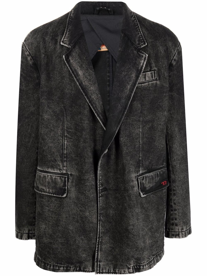 single-breasted denim blazer 1