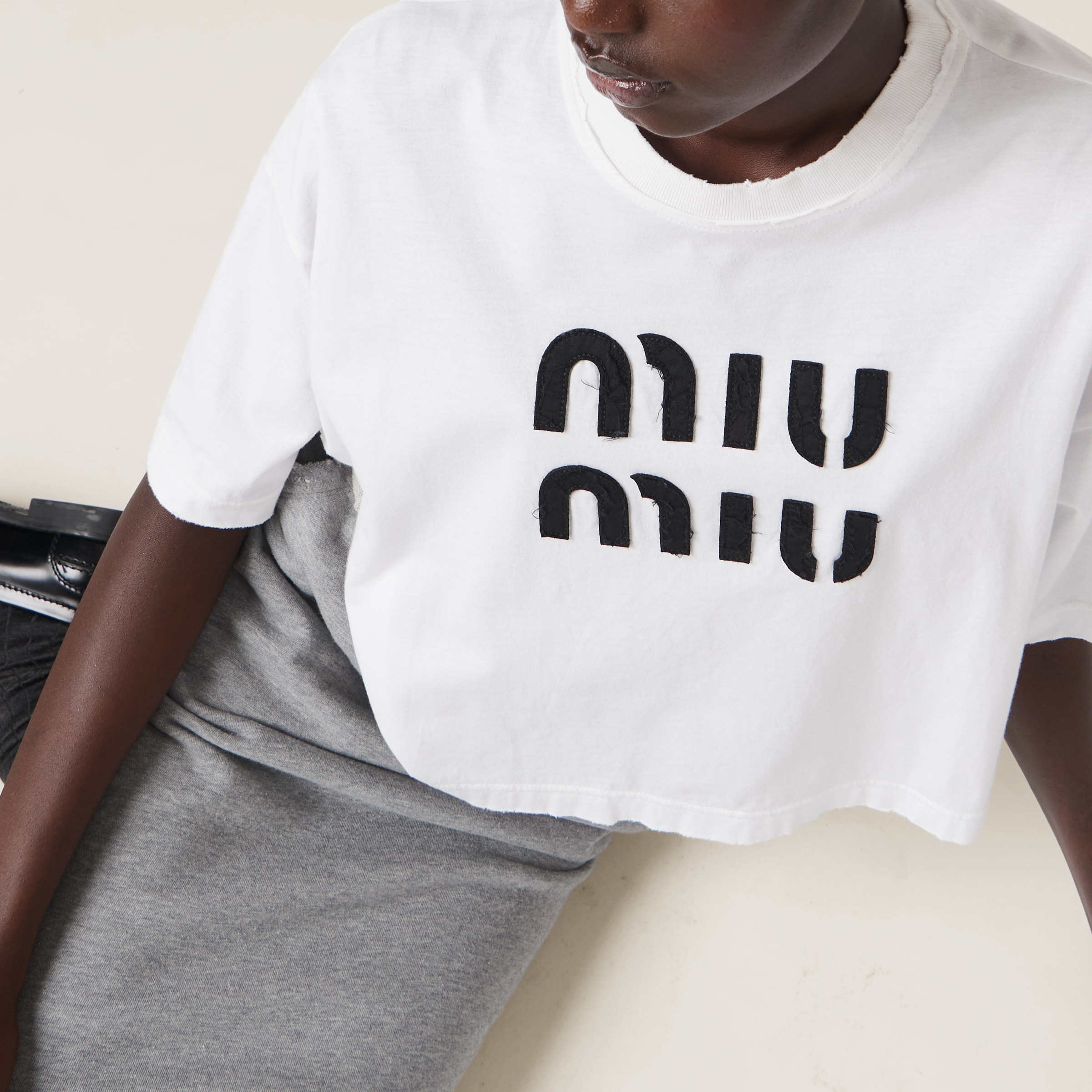 Miu Miu Embroidered cotton T-shirt | REVERSIBLE