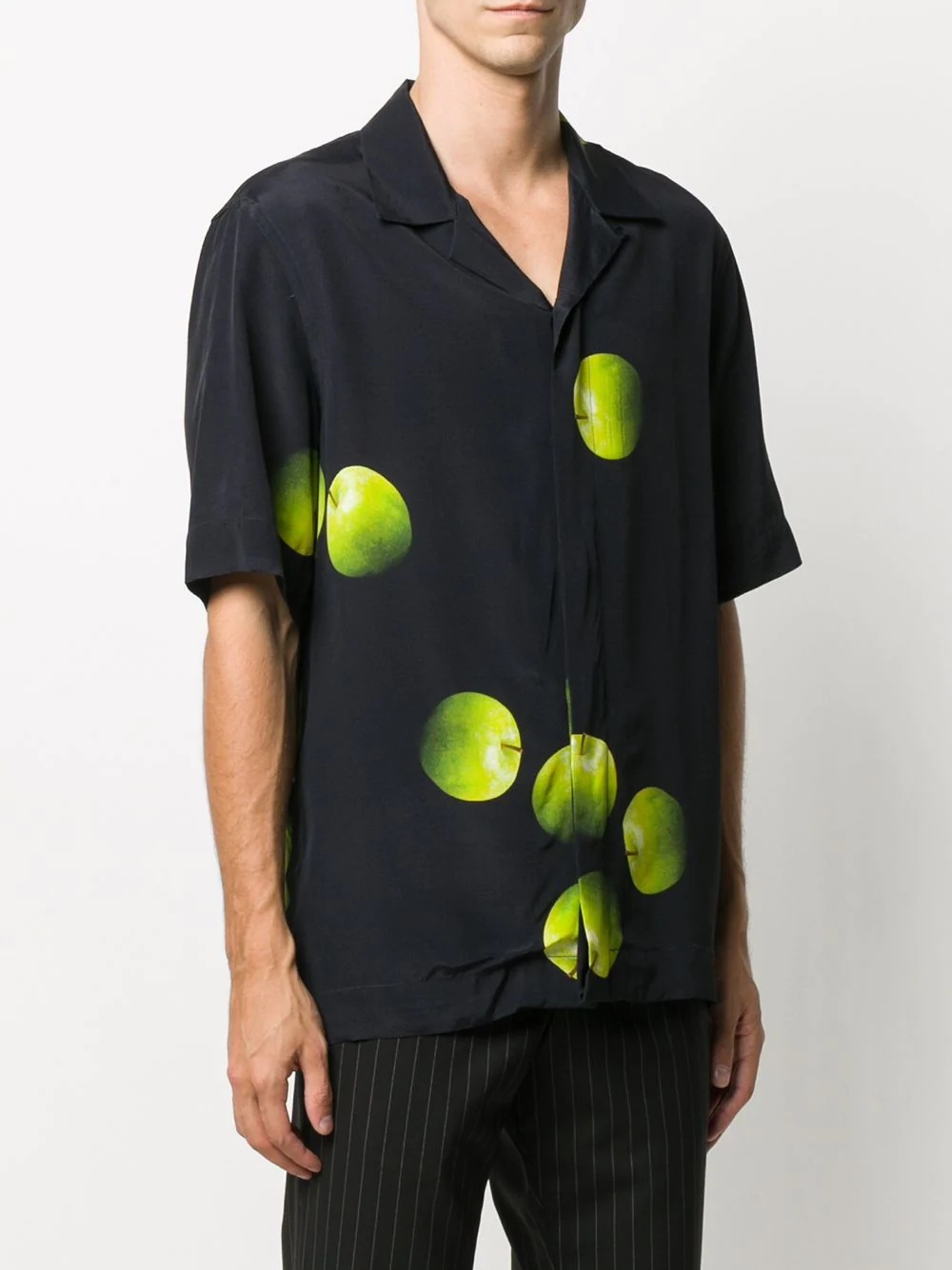 apple print cuban collar shirt - 3