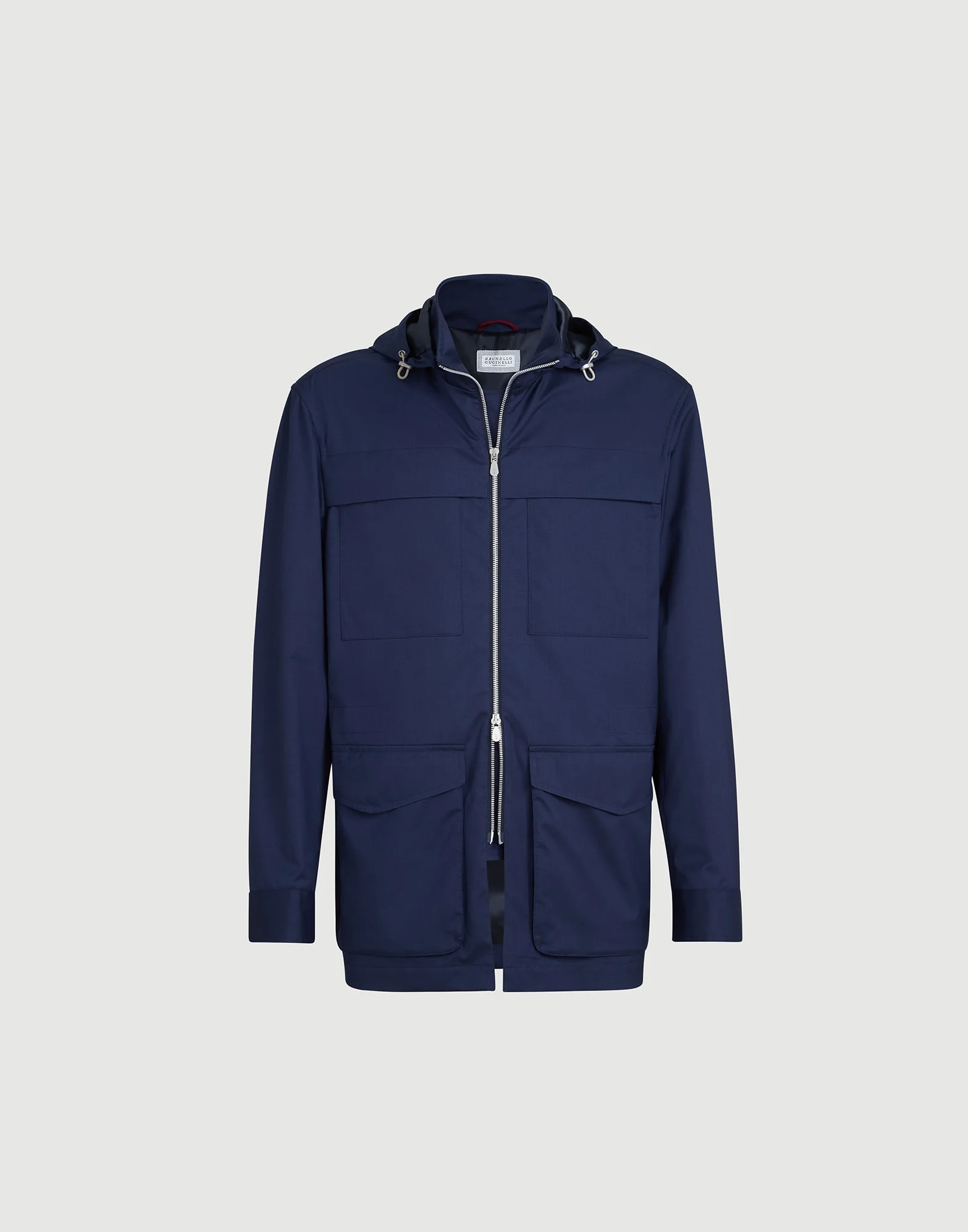 Bonded silk and virgin wool safari jacket with detachable hood - 1