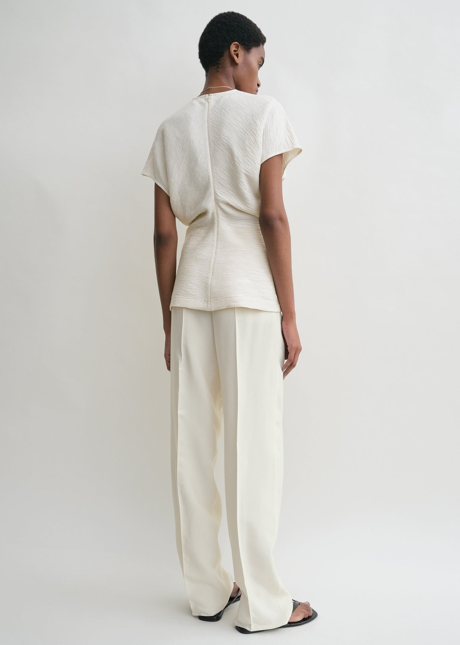 Slouch waist crinkled top cream - 4
