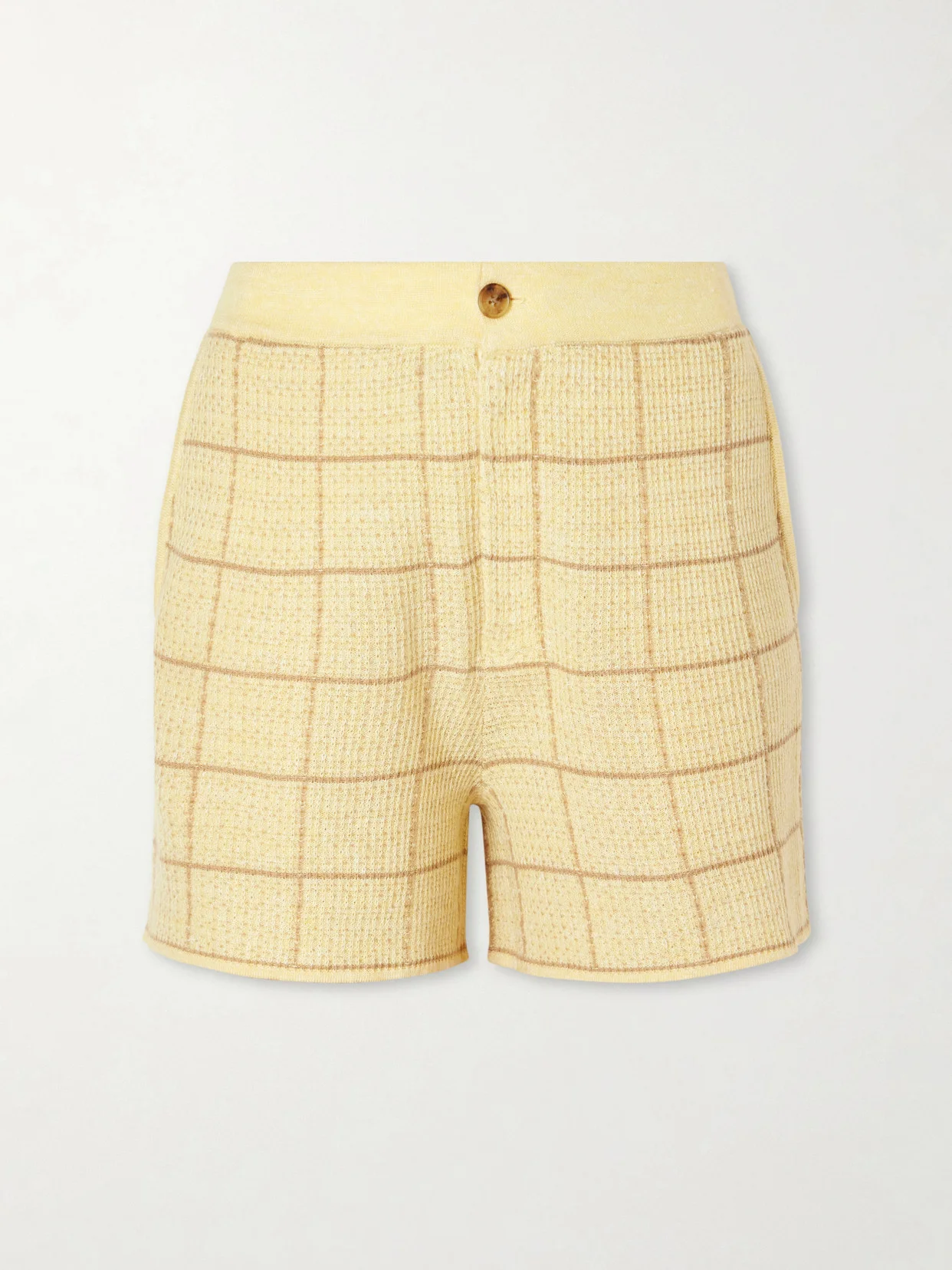 Checked Knitted Cashmere And Linen-blend Shorts - 1