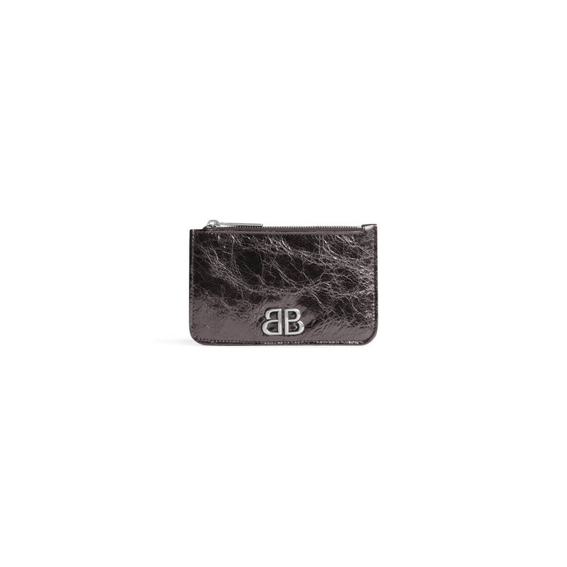 Women's Monaco Long Coin And Card Holder Metallized in Dark Grey 1