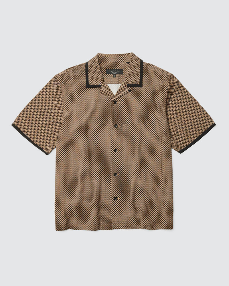 Avery Geo Print Viscose Shirt Relaxed Fit Button Down - 1