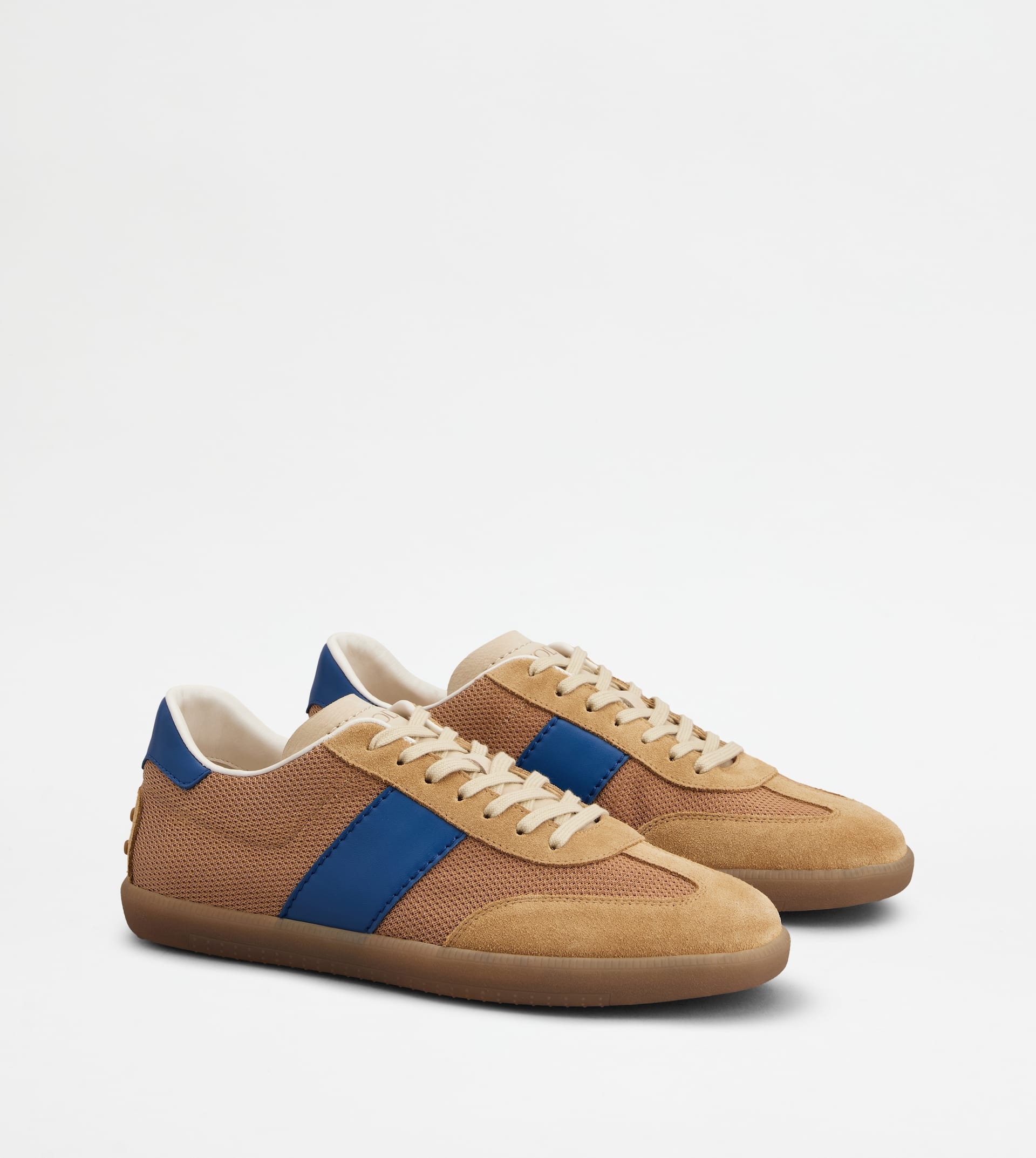 TOD'S TABS SNEAKERS IN SUEDE AND TECHNICAL FABRIC - BROWN, LIGHT BLUE, BEIGE - 2
