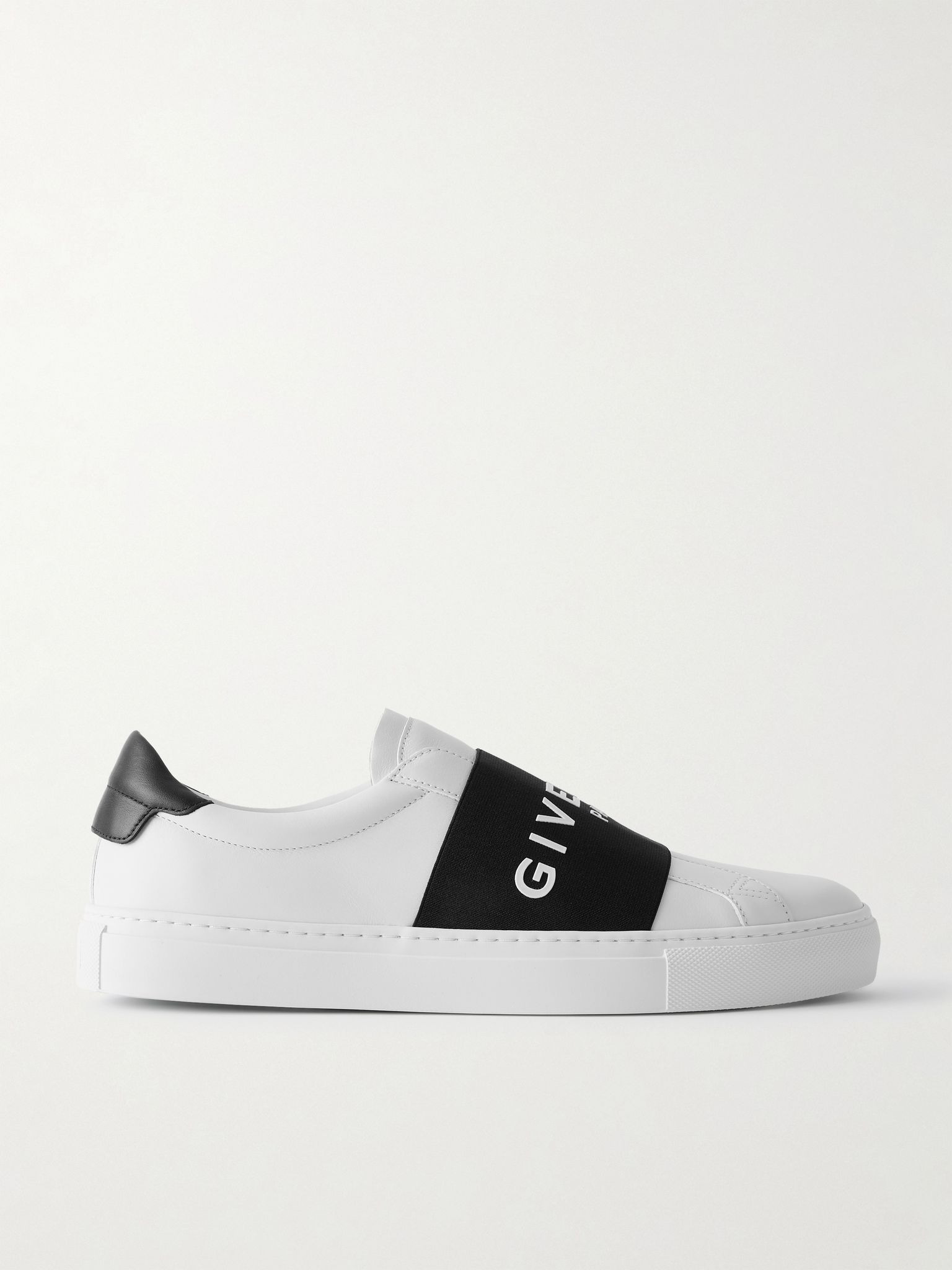 Urban Street Logo-Appliquéd Webbing-Trimmed Leather Slip-On Sneakers White - 1