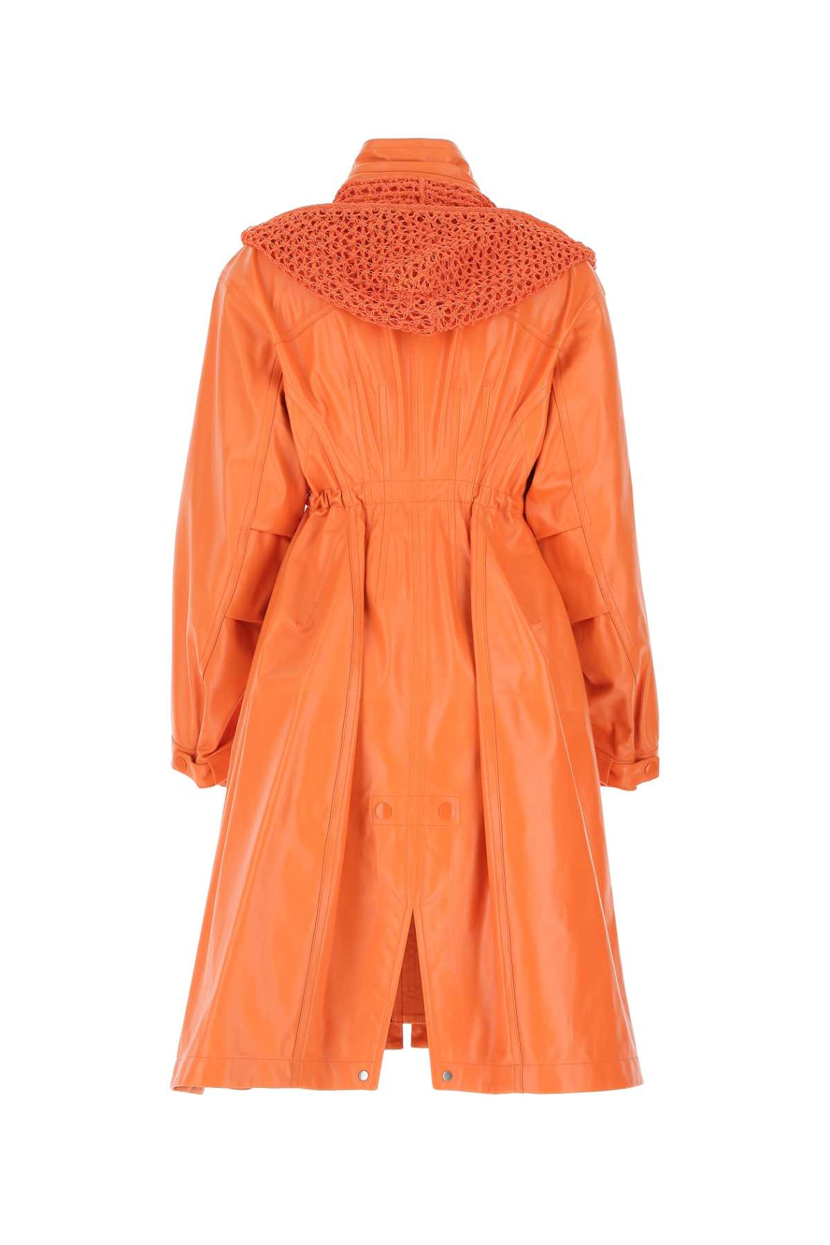 Bottega Veneta Women Orange Leather Parka - 2