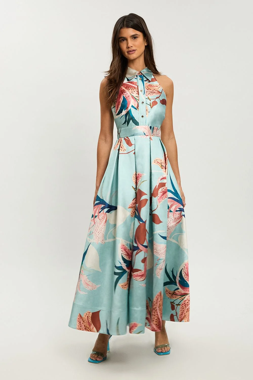 Petite Lilly Print Twill Collared Maxi Dress - 1