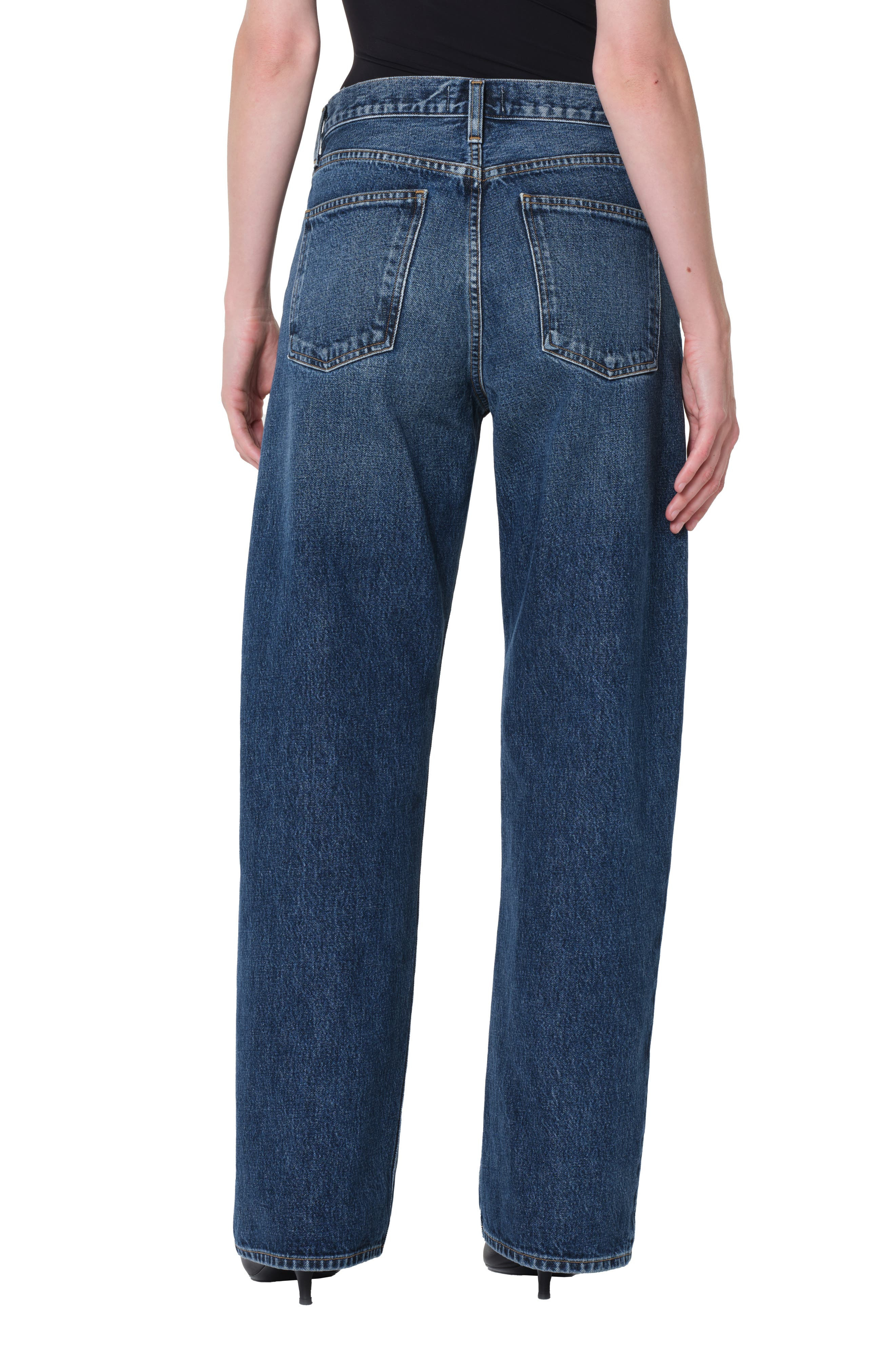 AGOLDE Arc Straight Leg Jeans in Short Wave Bright Dark Indigo at Nordstrom - 2