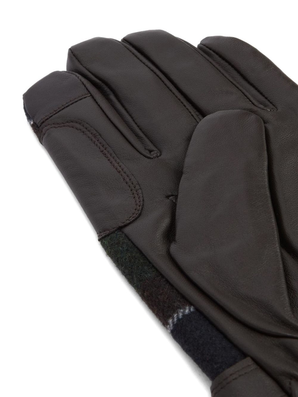 leather-plaid gloves - 3