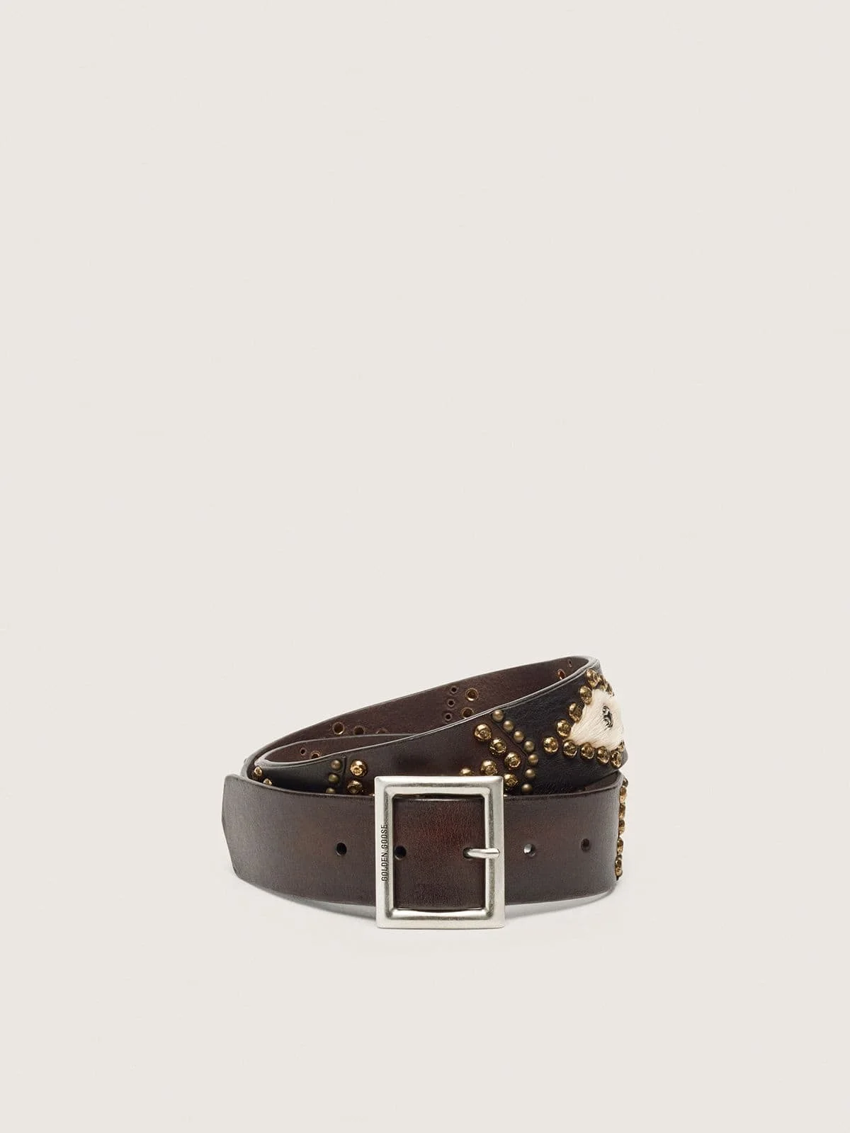 Women’s Sierra belt in mahogany leather with decorative studs - 1