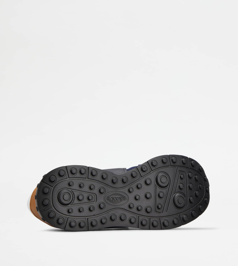 SNEAKERS IN LEATHER AND TECHNICAL FABRIC - WHITE, BLUE, BROWN 4