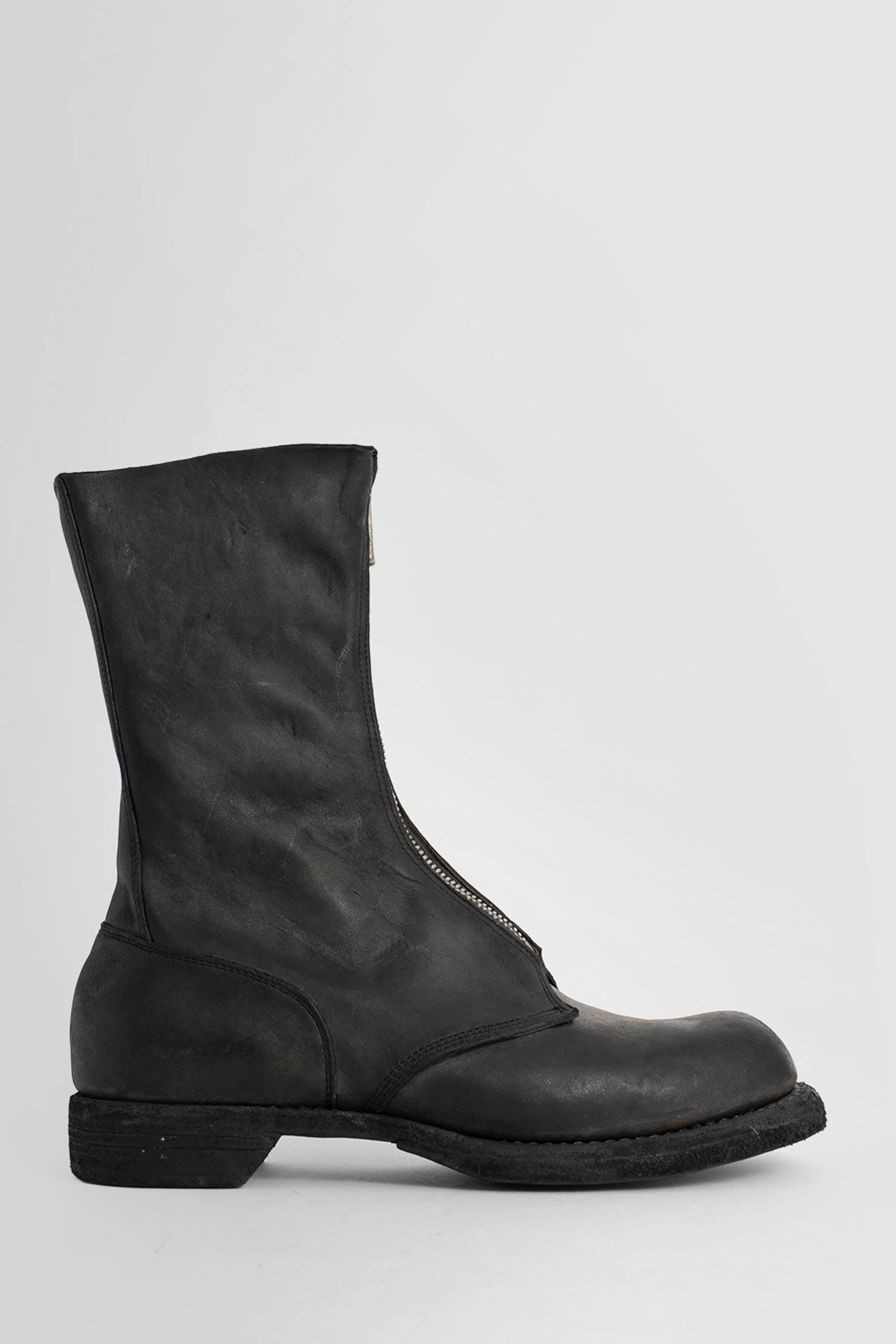 Black-Smooth-Horse-Front-Zip-Boots - 1