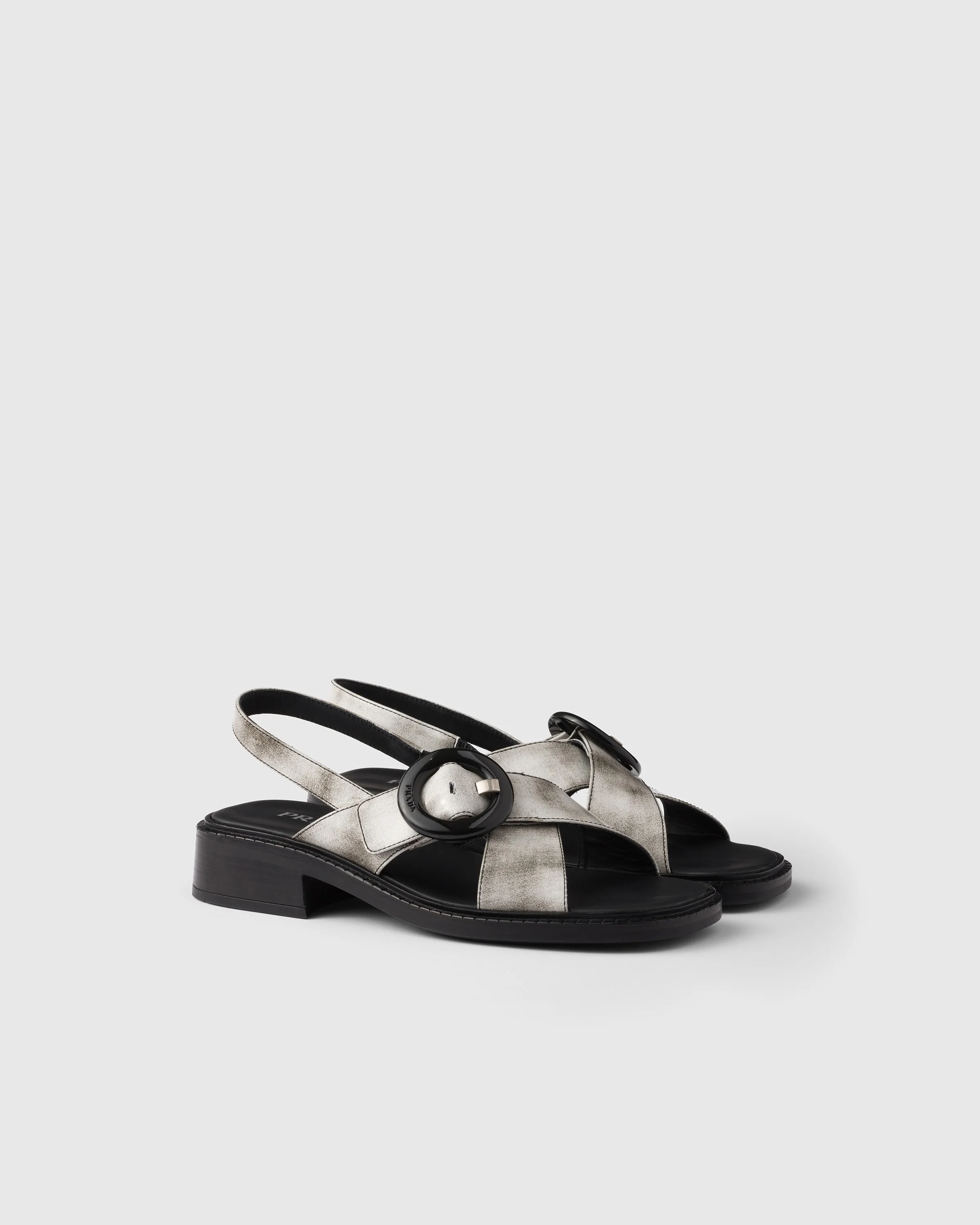 Brushed leather sandals with buckle - 1