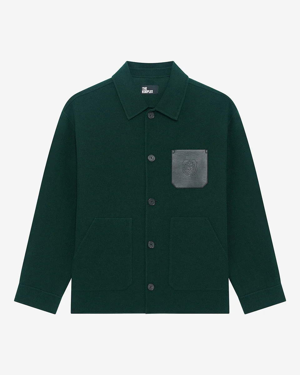 DARK GREEN WOOL OVERSHIRT - 1