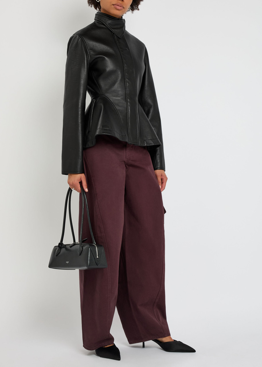 Alaïa Panelled Peplum Leather Jacket - 4