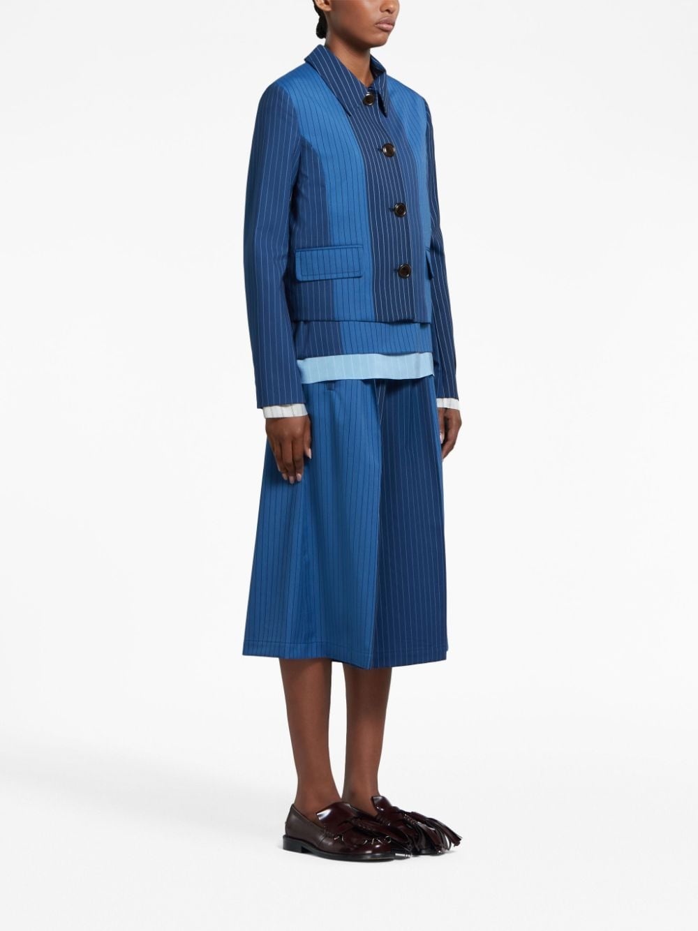 pinstripe-pattern virgin wool jacket - 3