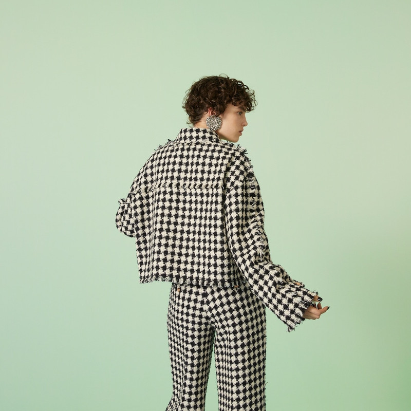 Gingham cotton tweed bomber jacket 6