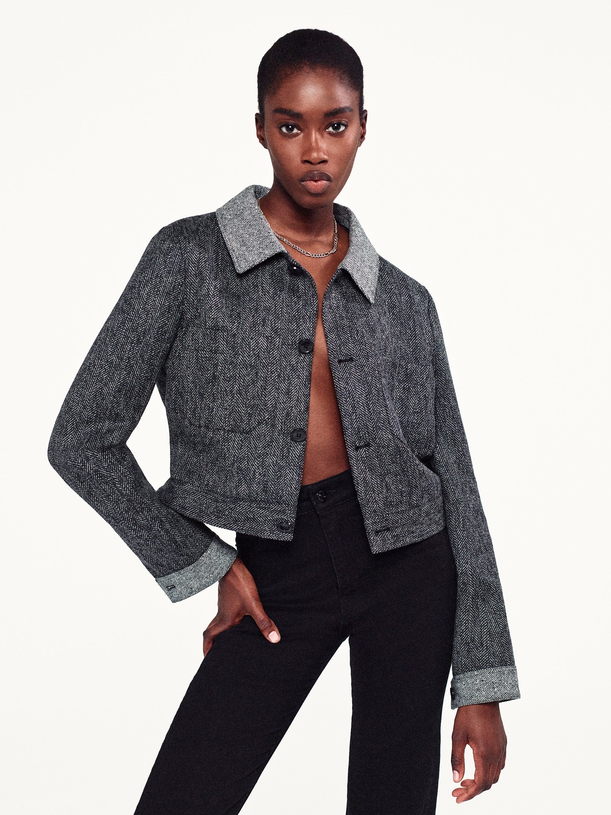 Button Front Jacket in Check Multi - 2