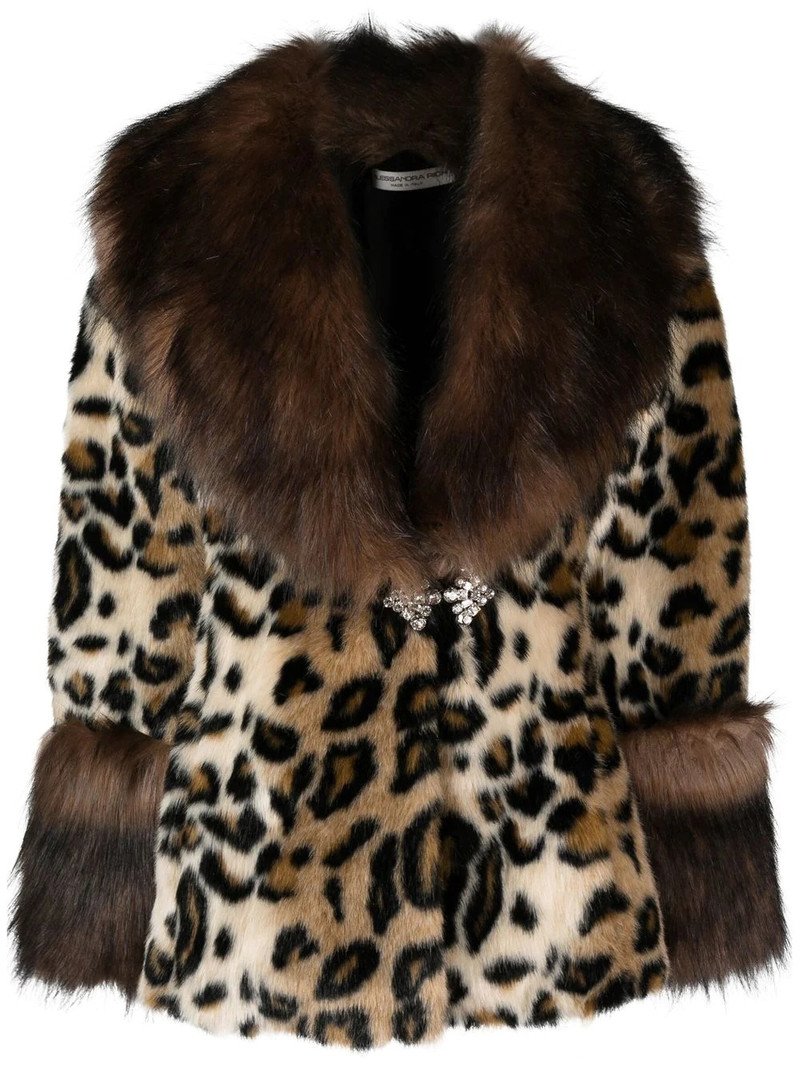 leopard-pattern faux-fur coat 1