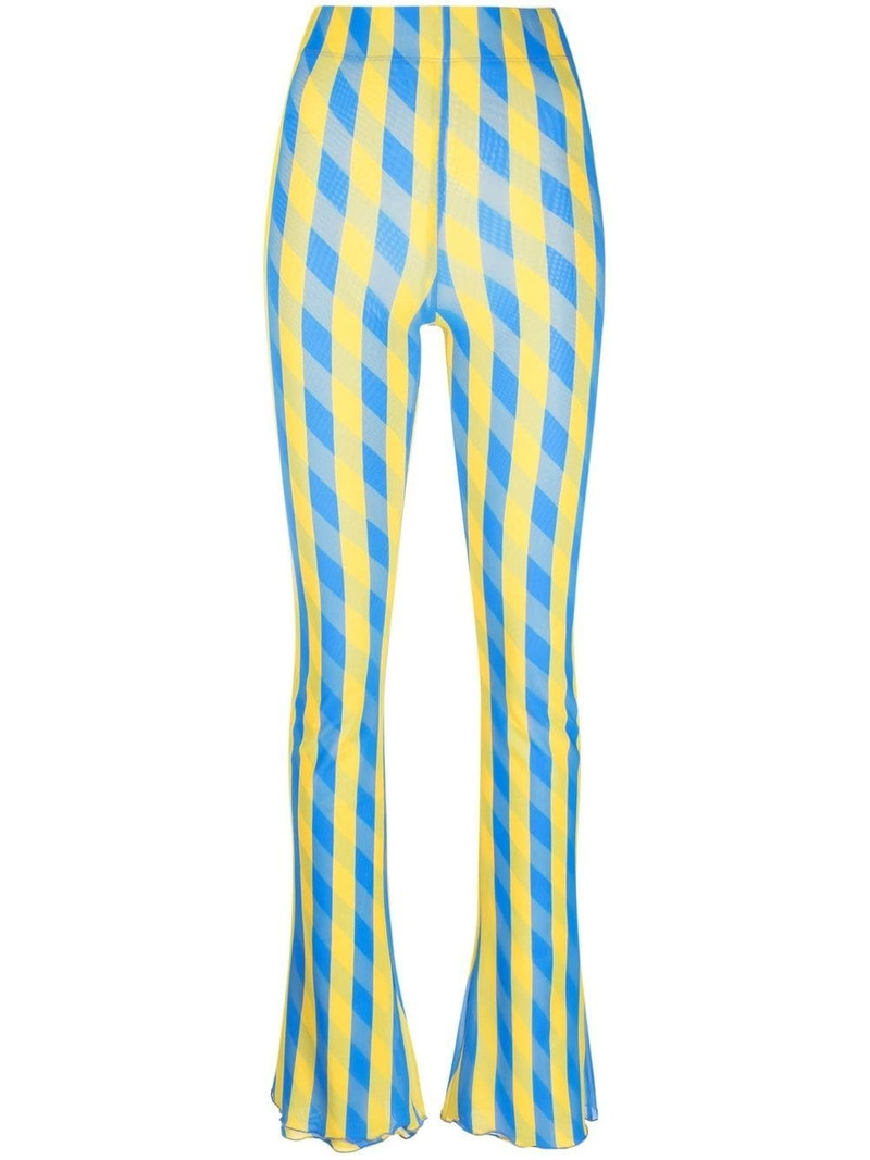 stripe checked slim-fit trousers 1