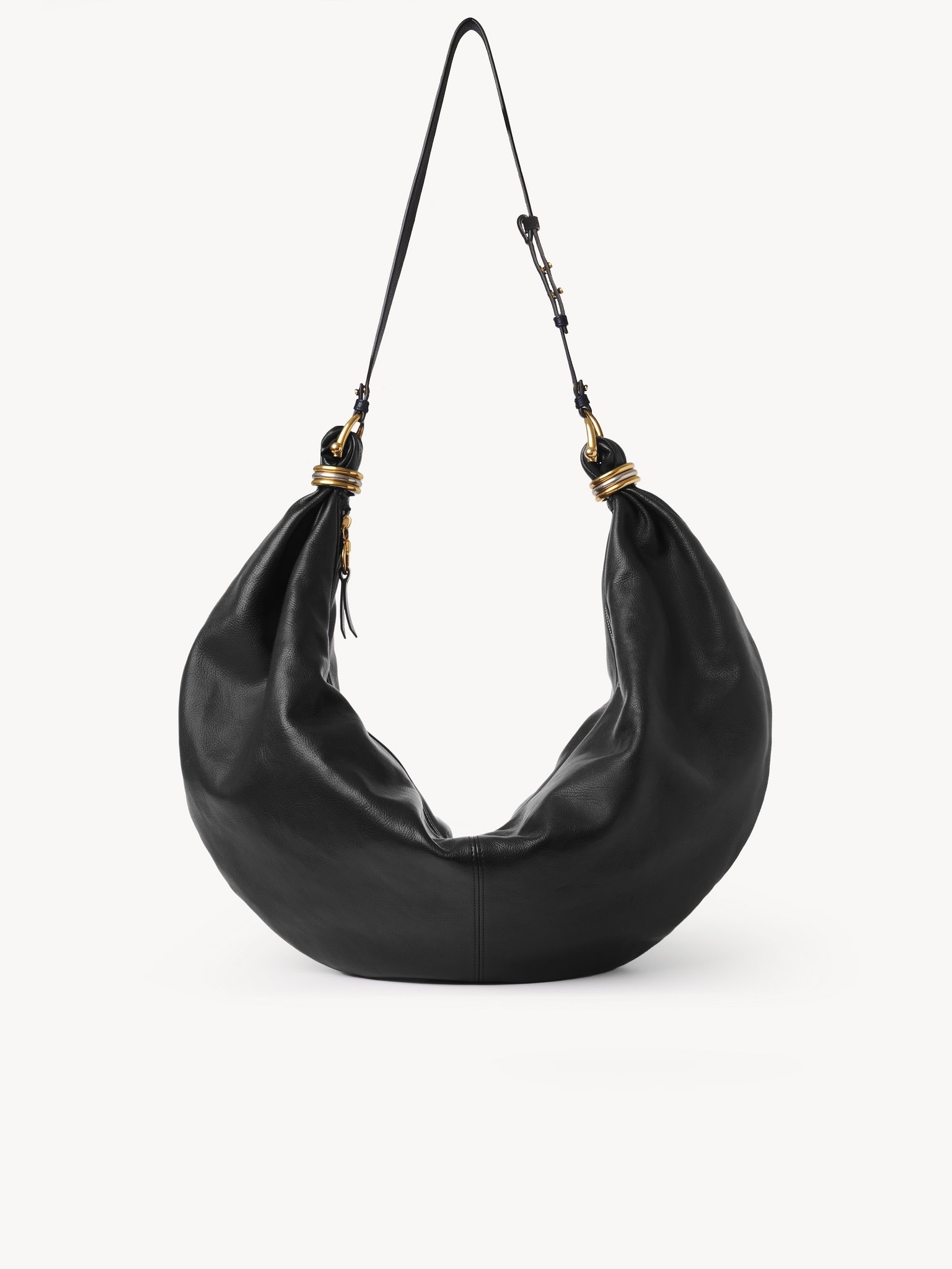 LARGE BRACELET HOBO BAG IN GRAINED LEATHER - 1