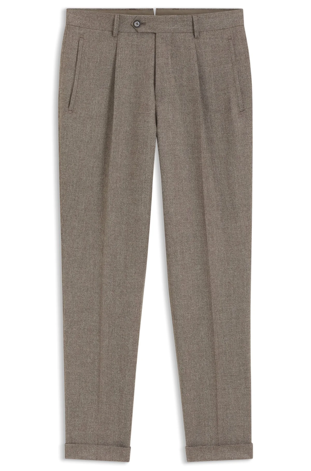 TAPERED-FIT PANTS IN HERRINGBONE VIRGIN WOOL AND CASHMERE - 1