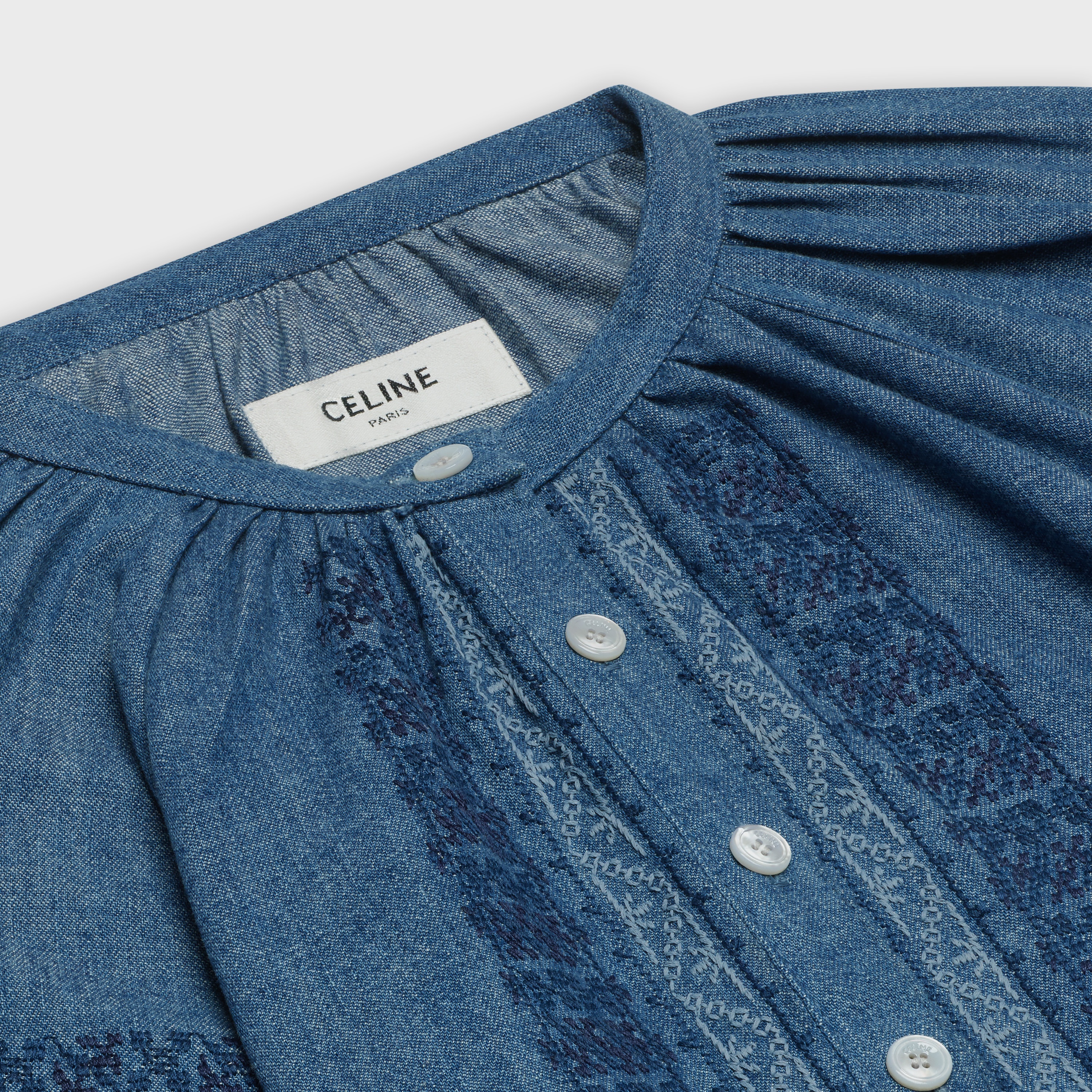 BLOUSE IN LIGHTWEIGHT EMBROIDERED DENIM - 3