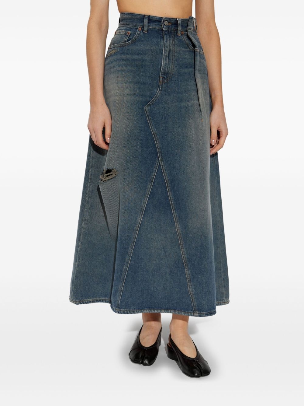 distressed effect skirt - 3